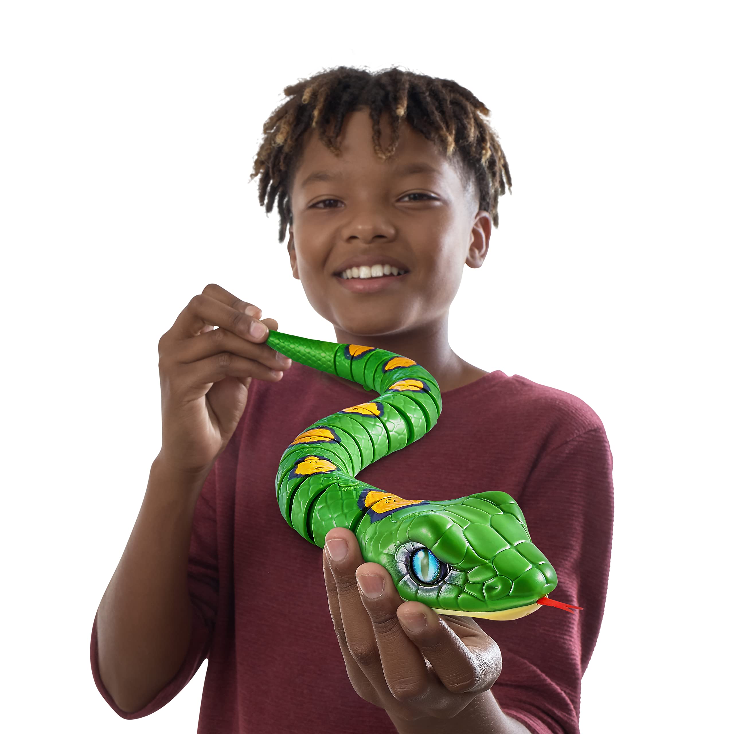 Robo Alive Snake Series 3 - Realistic Robotic Toy Pet with Light-Up Mouth & Slithering Movement (Green) 4
