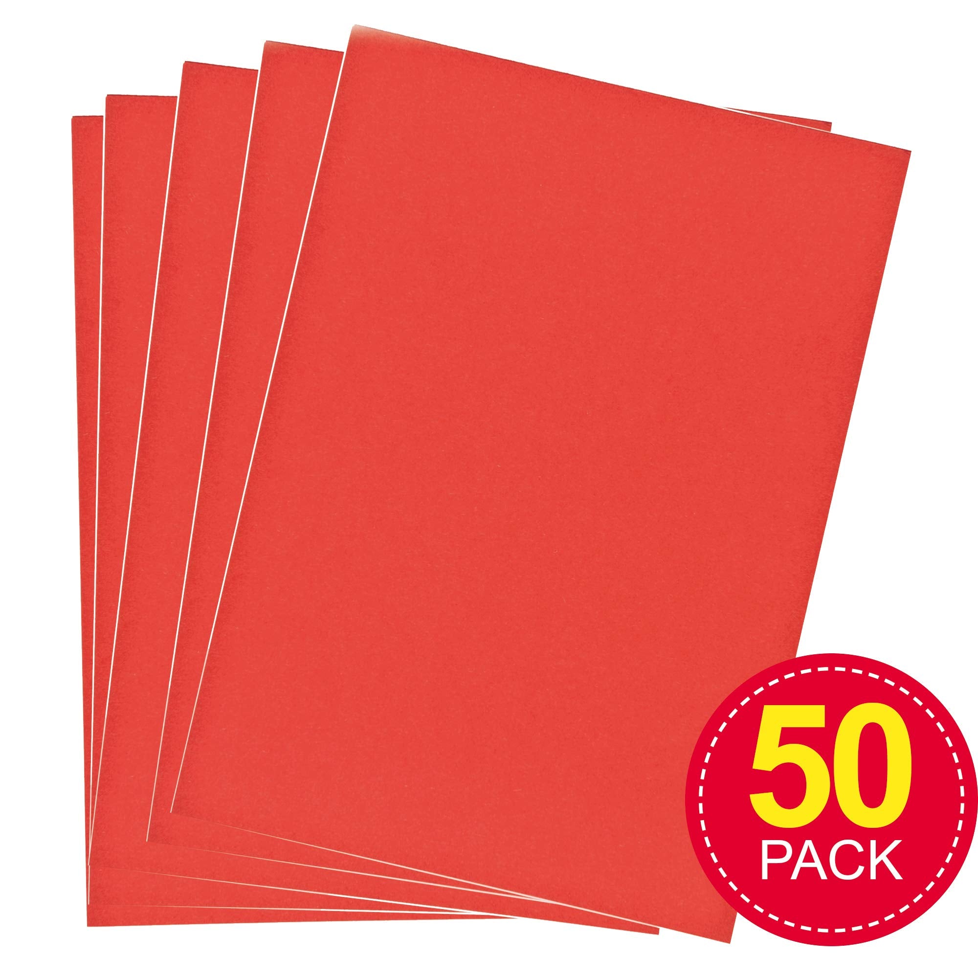 Baker Ross A4 Red Coloured Card | 220gsm Craft & Decoration Paper | Pack of 50