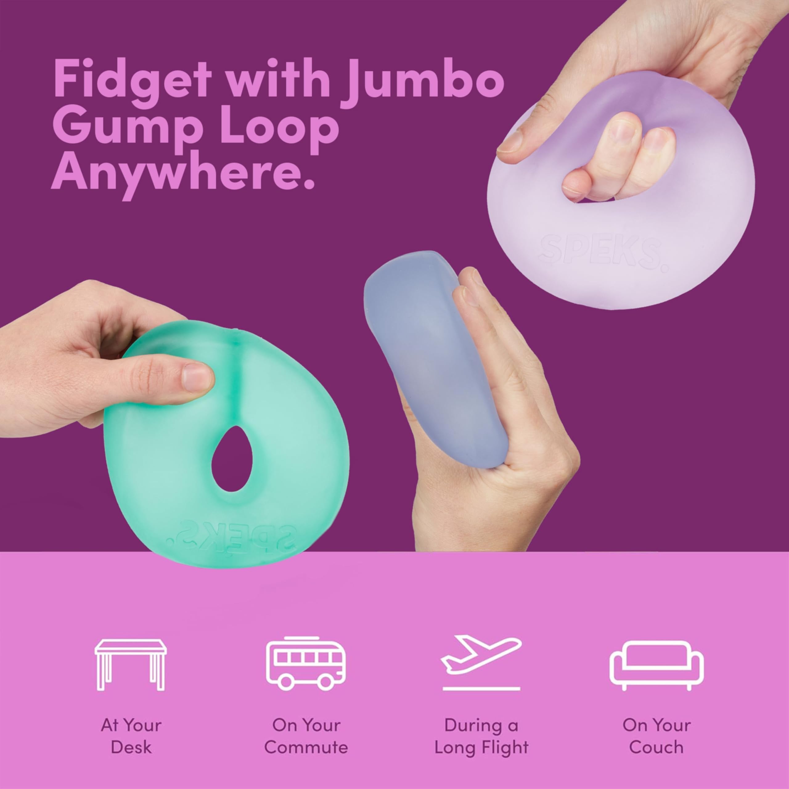 Speks Gump Jumbo Loop Gel-Filled Stress Ball - Ultra-Squishy Fidget Toy | Pink | Large 1 Loop 5