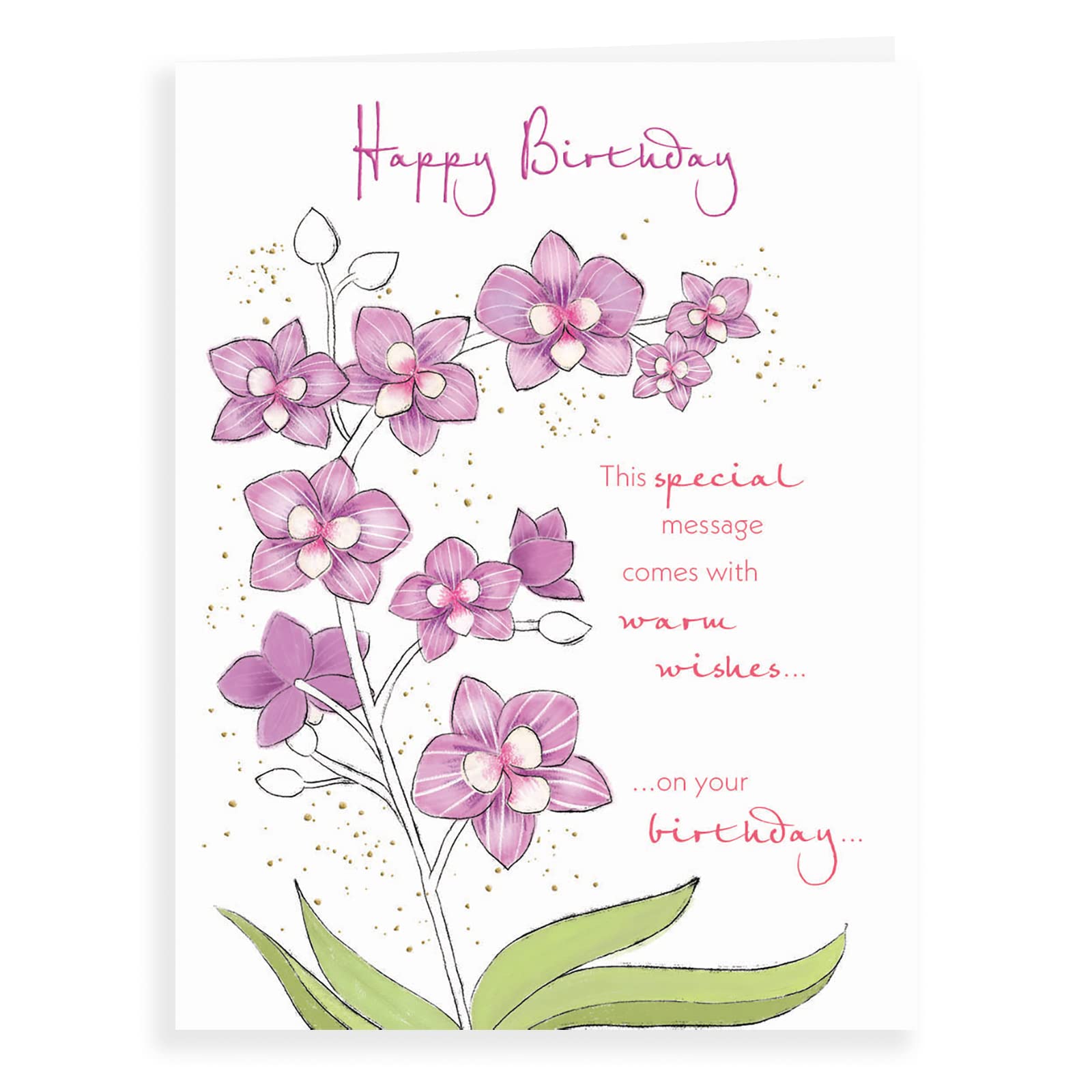 Piccadilly Greetings Traditional Birthday Card Orchids | 8 x 6 Inches | Purple