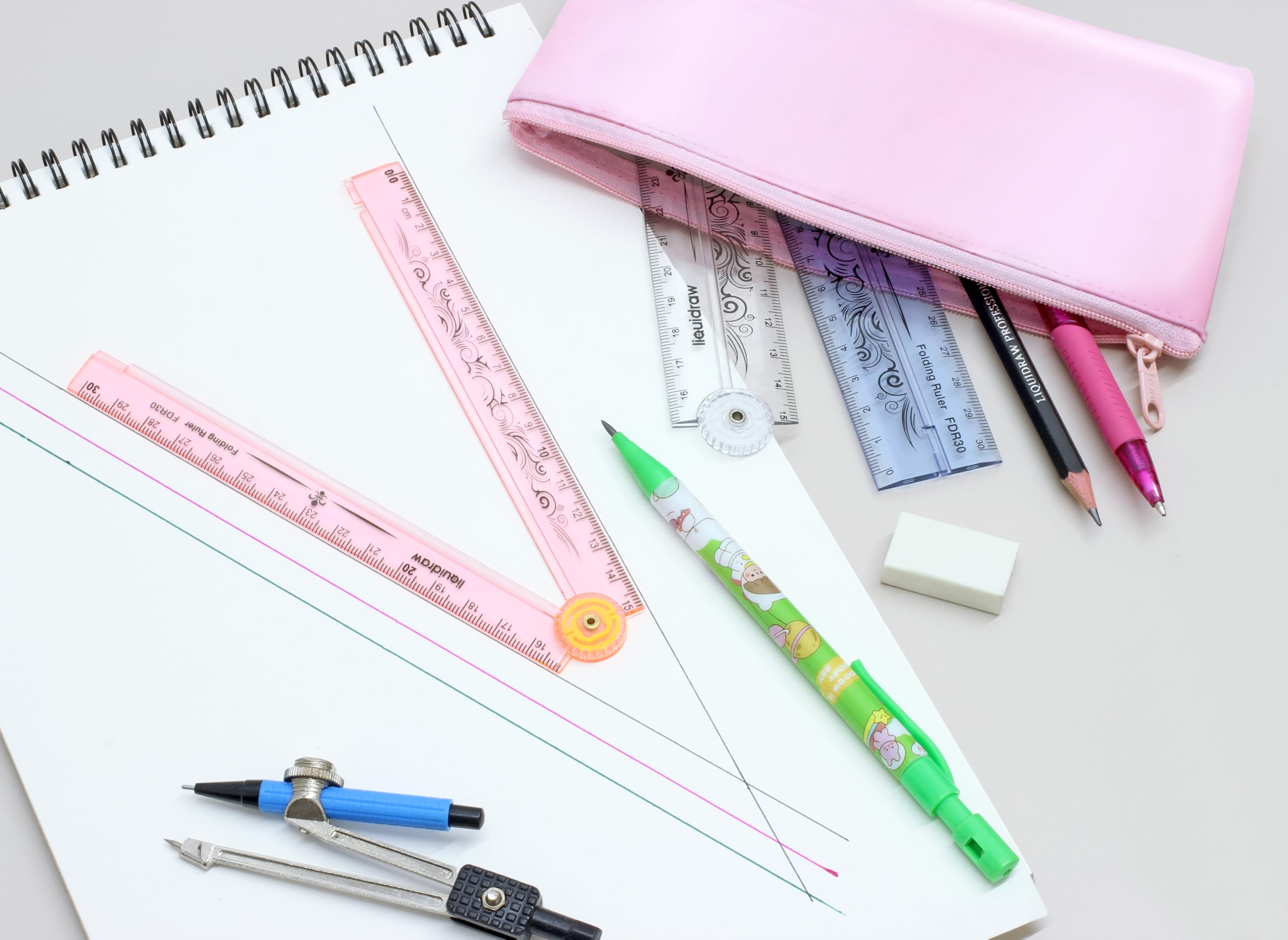 Liquidraw Folding Ruler - 30cm Graduated, Clear Plastic, Foldable to 15cm | Model FDR30 2