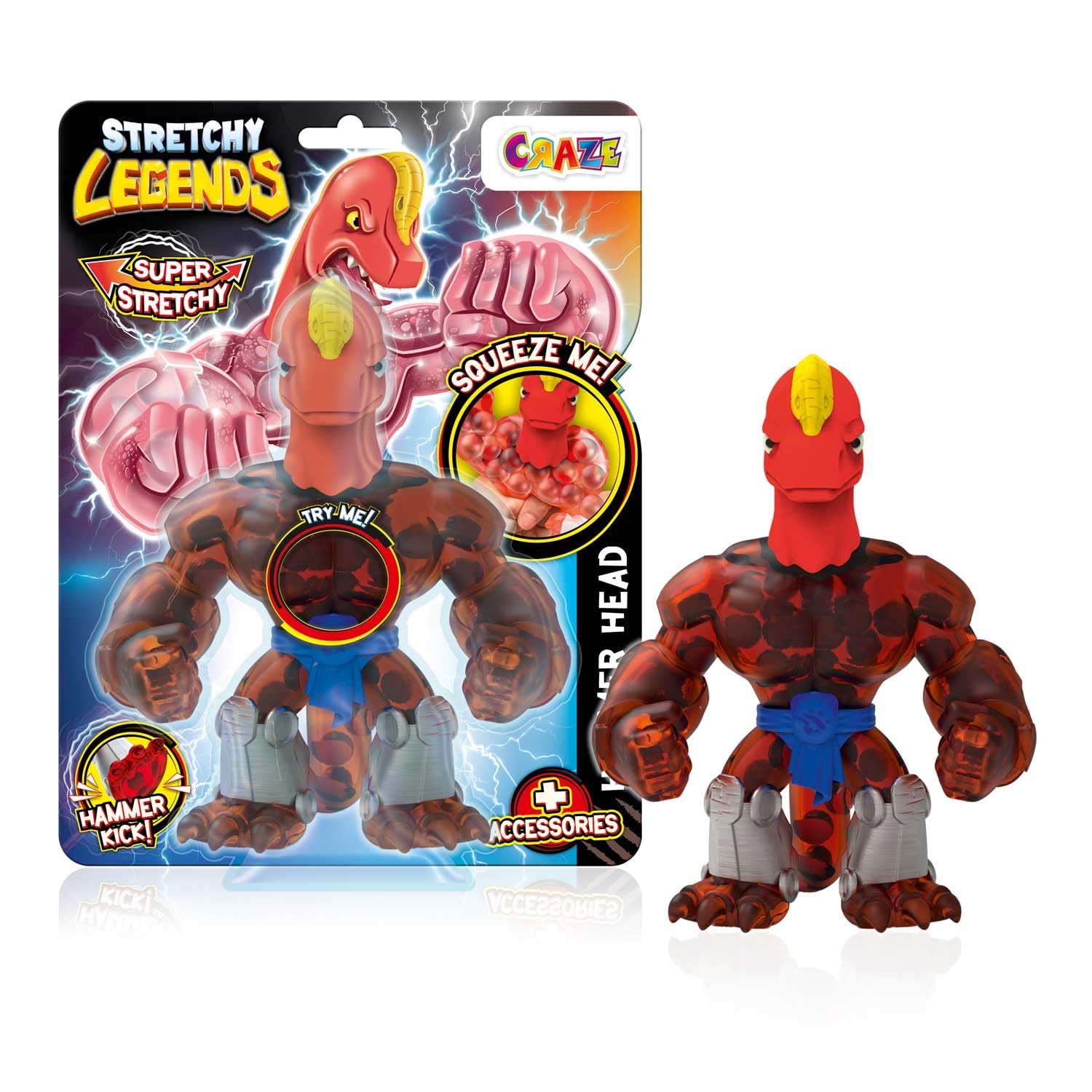 STRETCHY LEGENDS Hammer Head Action Figure - Stretchy Squishy Toy for Kids 3 Years and Up
