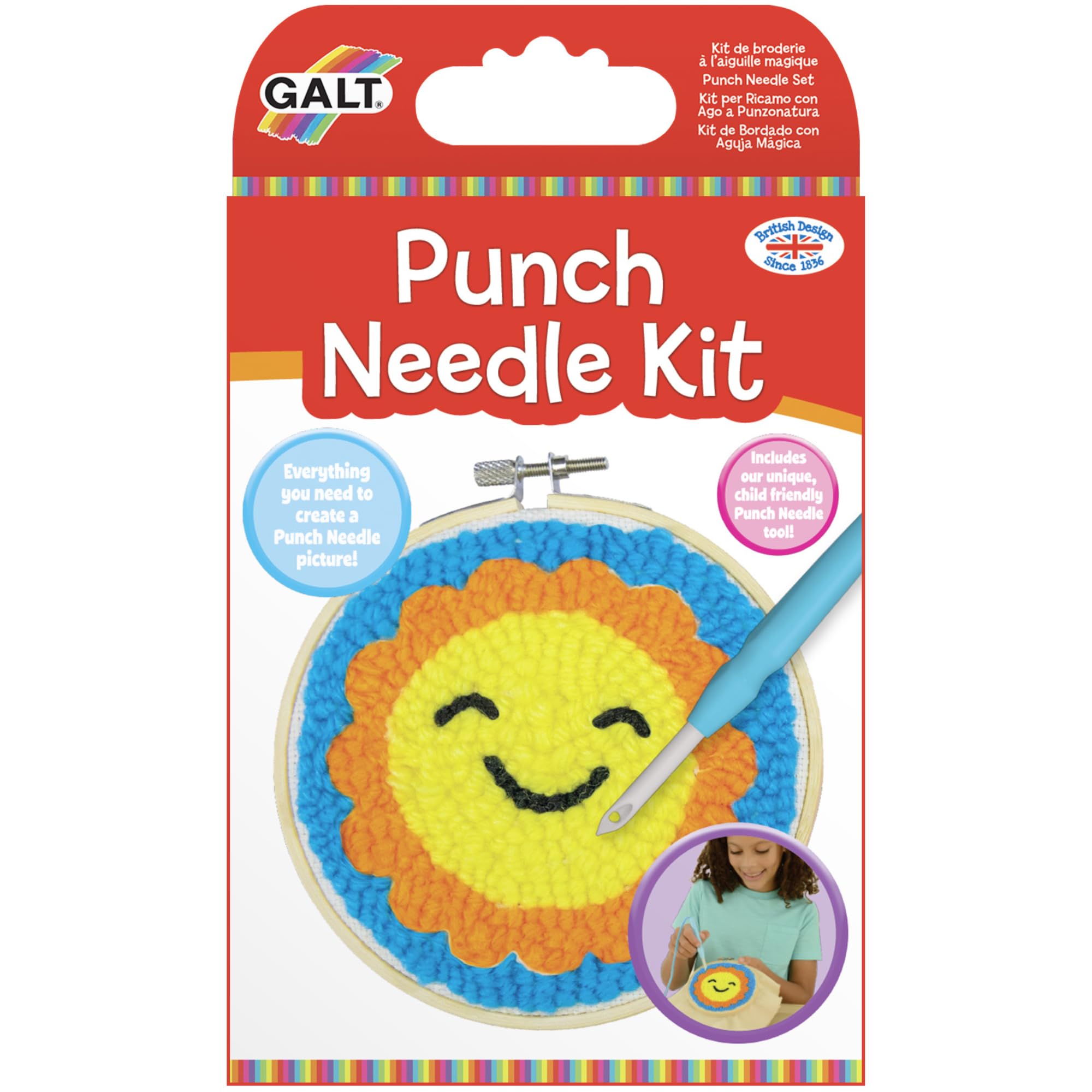 Galt Punch Needle Kit - Kids Craft Kit for Beginners | Ages 8+ | Includes 4 Wool Colors 7