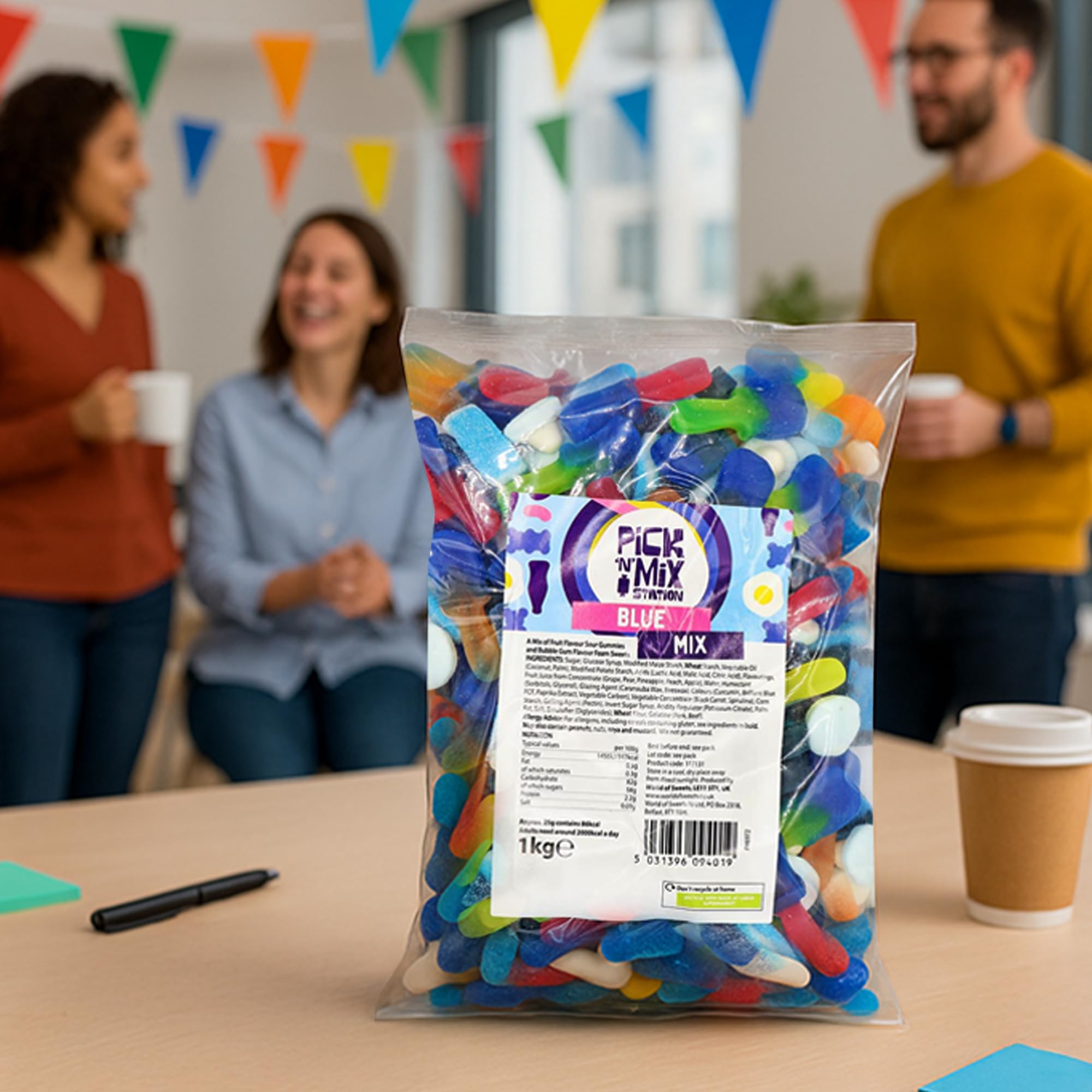 Bonds of London Pick 'n' Mix Station Blue Mix - 1 kg Bag of Fruit Flavoured Sour Gummies and Chewy Foam Sweets 6