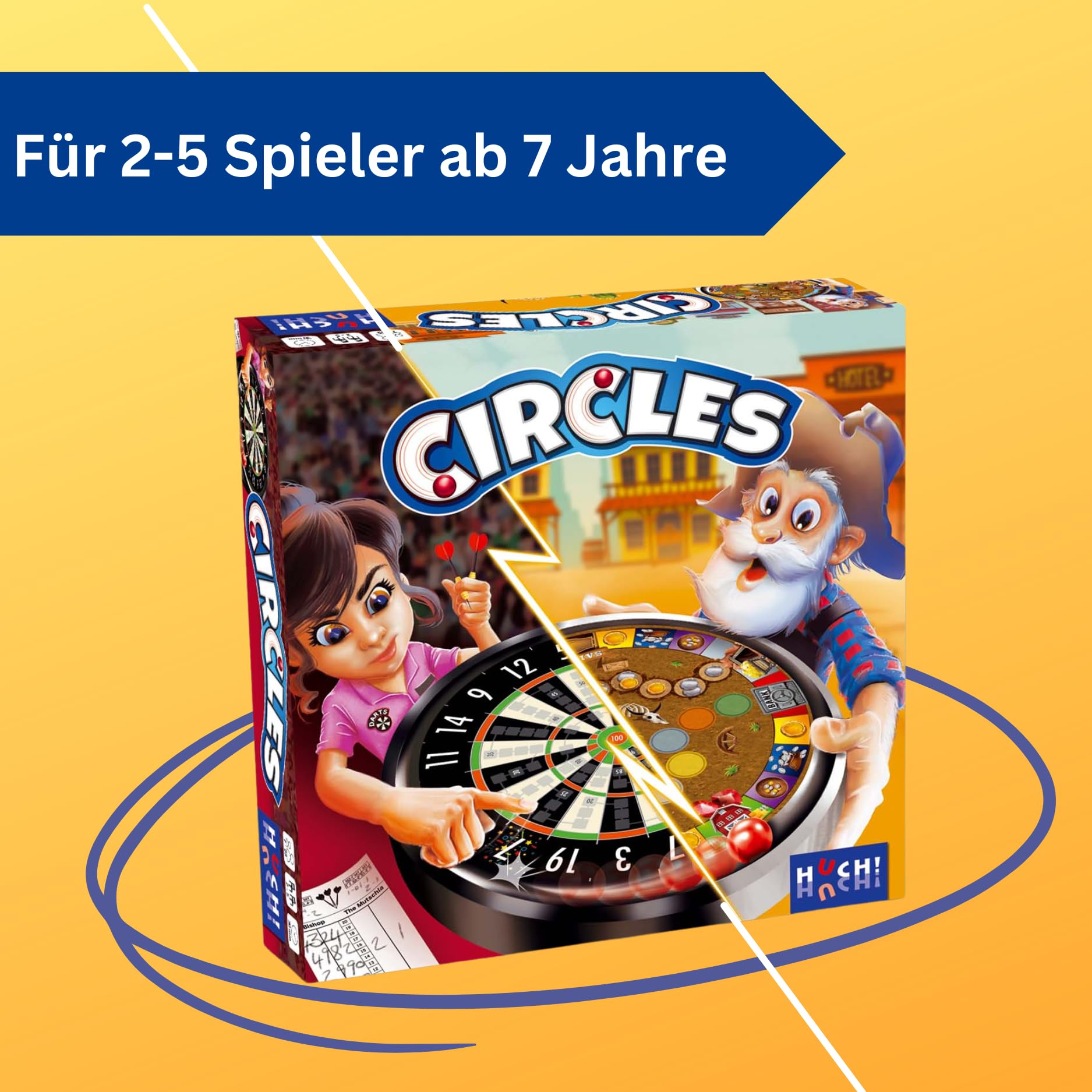 HUCH! Kreise Alles dreht sich im Kreis! – Familienbrettspiel mit doppelseitiger Kugelbahn 3