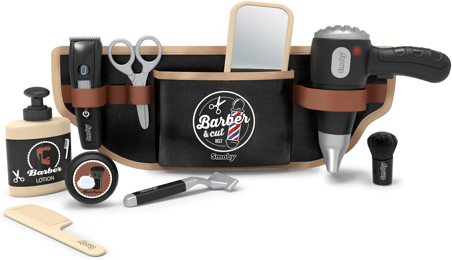 Smoby Barber Tool Belt Playset - 10-Piece Pretend Haircut Kit for Kids 3 Years and Up 1