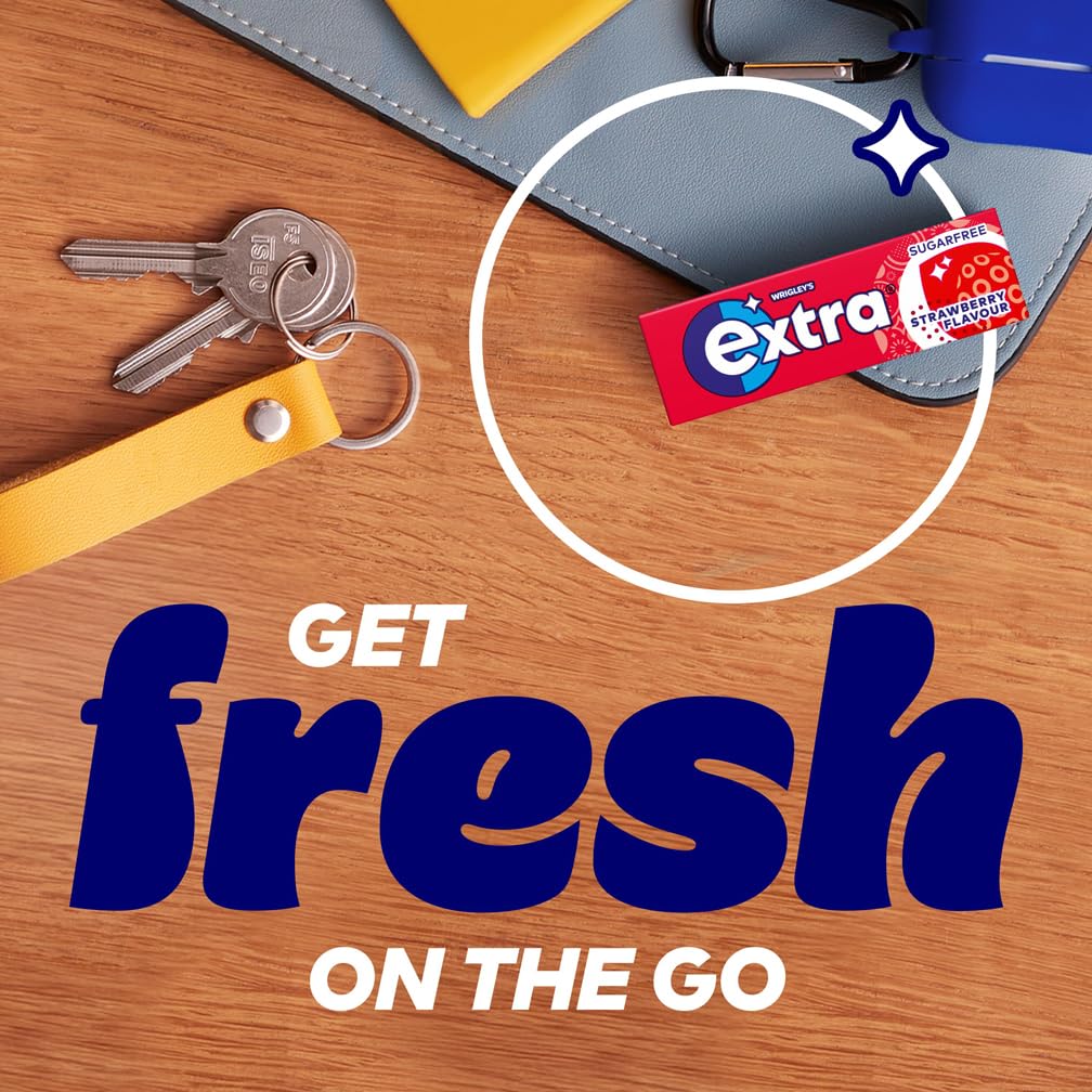 Wrigley's Extra Strawberry Flavour Sugar-Free Chewing Gum, 5 Packs of 10 Pieces 6