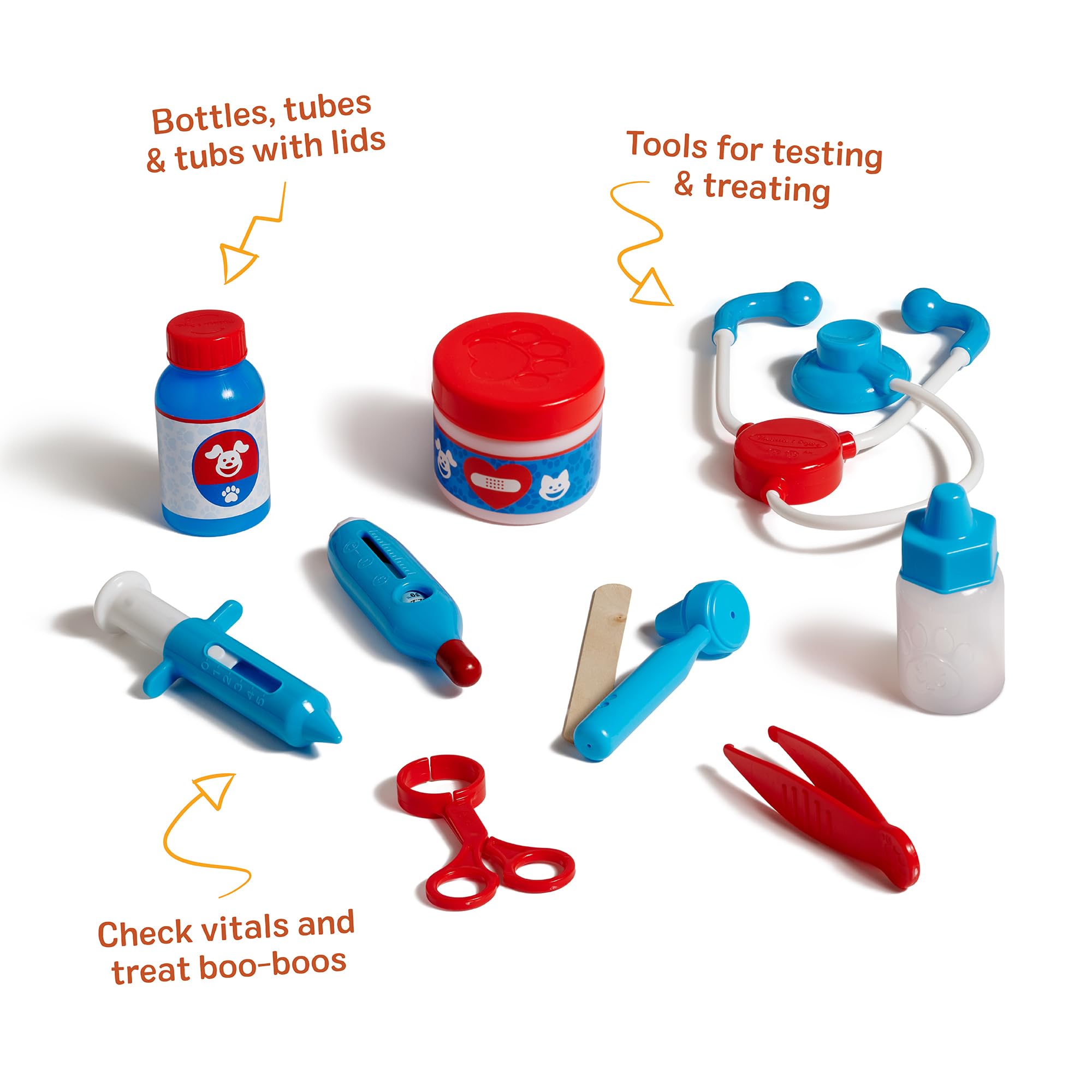 Melissa & Doug Pet Vet Set - Doctor Role Play Toys for Kids Ages 3+ | Includes 24 Tools & Plush Pets 5
