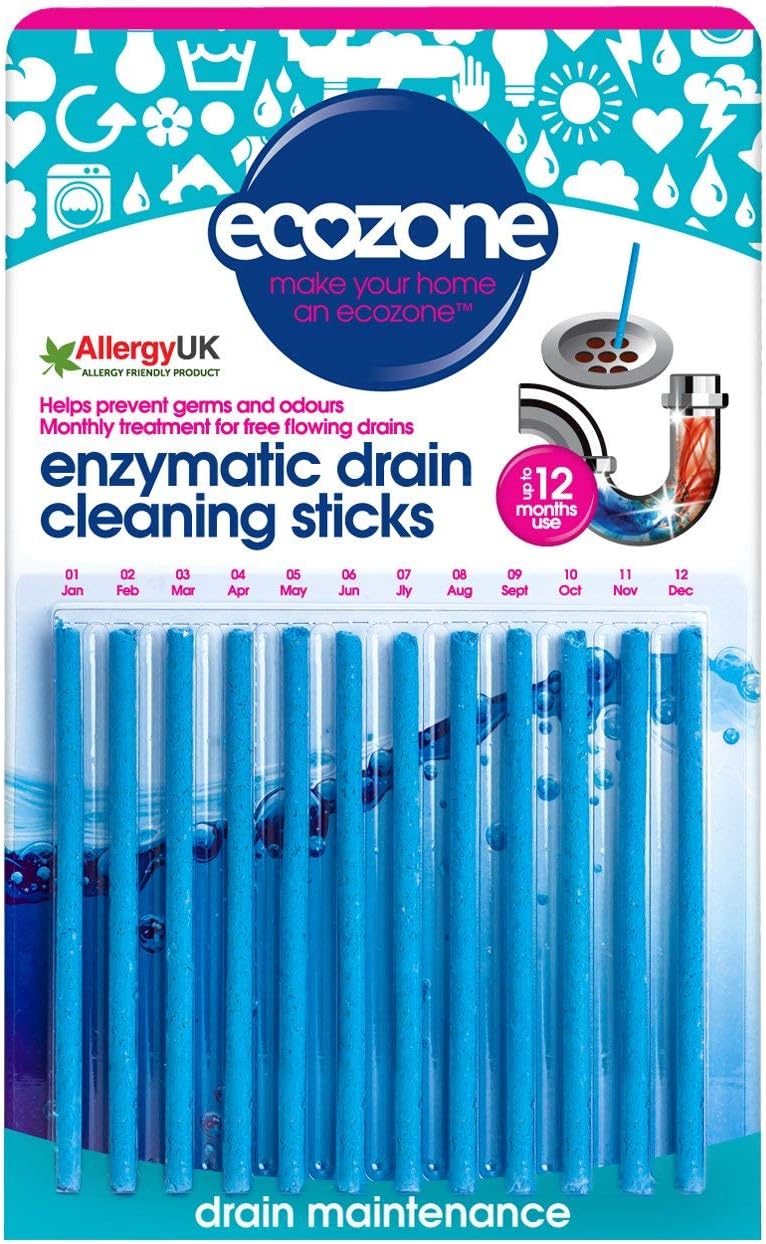 Ecozone Enzymatische Abflussstäbchen – 12er-Packung für die natürliche Abflusspflege