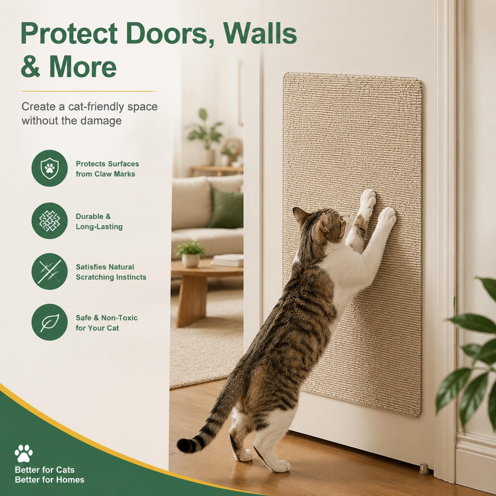 Muexoee Cat Scratching Mat - Thickened Polyester, DIY Cuttable, Self-Adhesive | 40cm x 2m 2