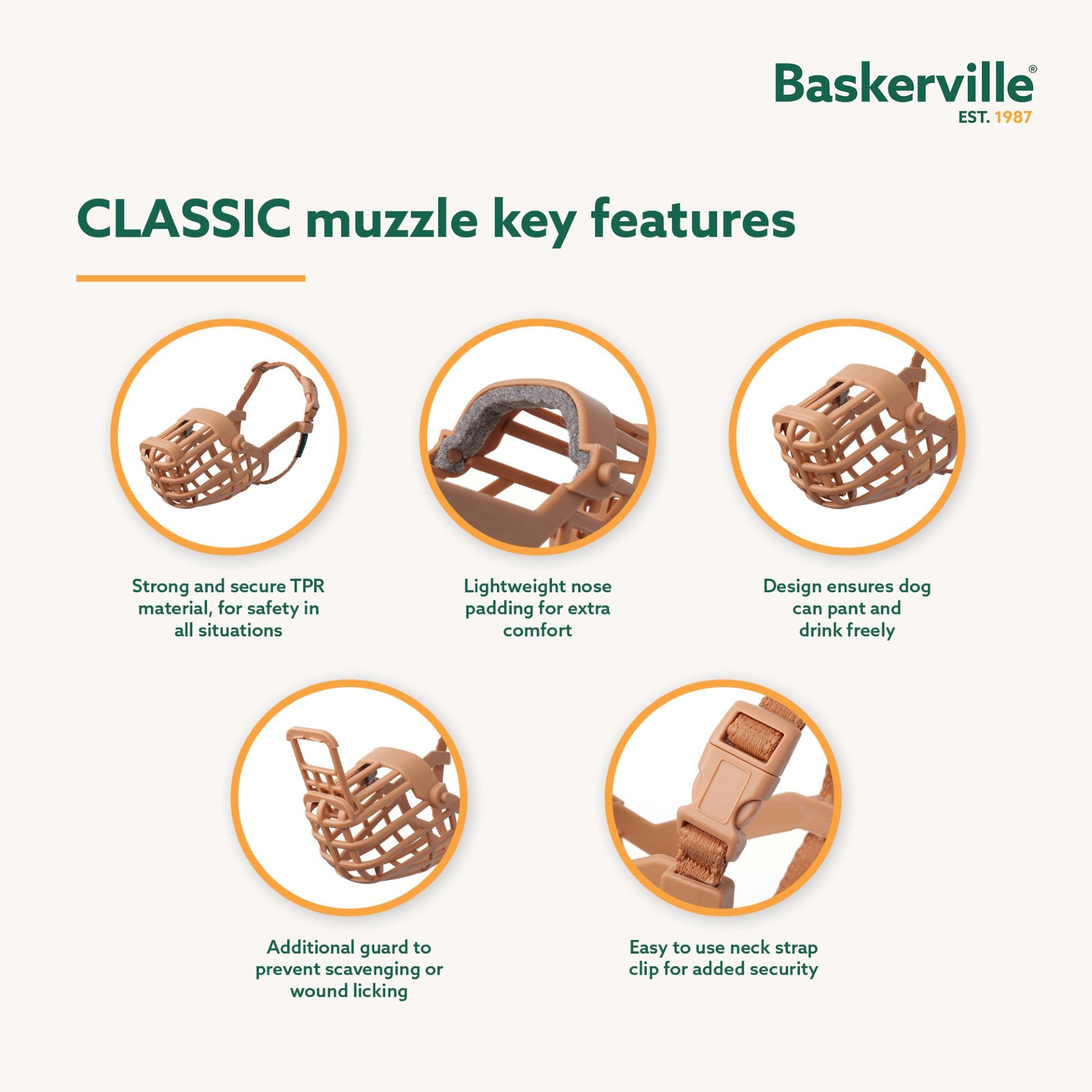 Baskerville Classic Basket Muzzle - Size 3 Brown | Prevents Biting & Scavenging | Dog Muzzle 4