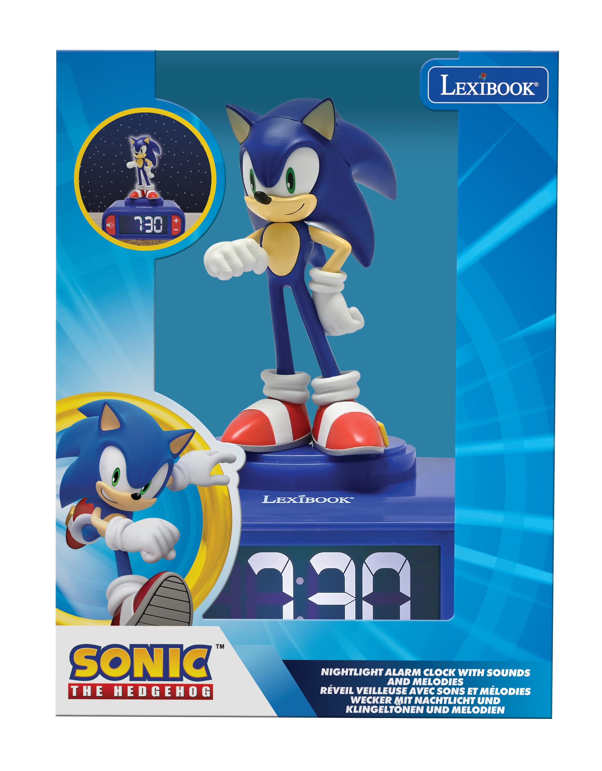 Lexibook Sonic Hedgehog Night Light Alarm Clock with Sounds and Melodies 3