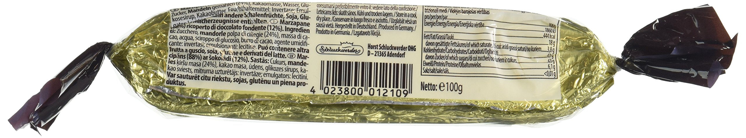 Schluckwerder Marzipan Bar Covered in Dark Chocolate, 100 g 2