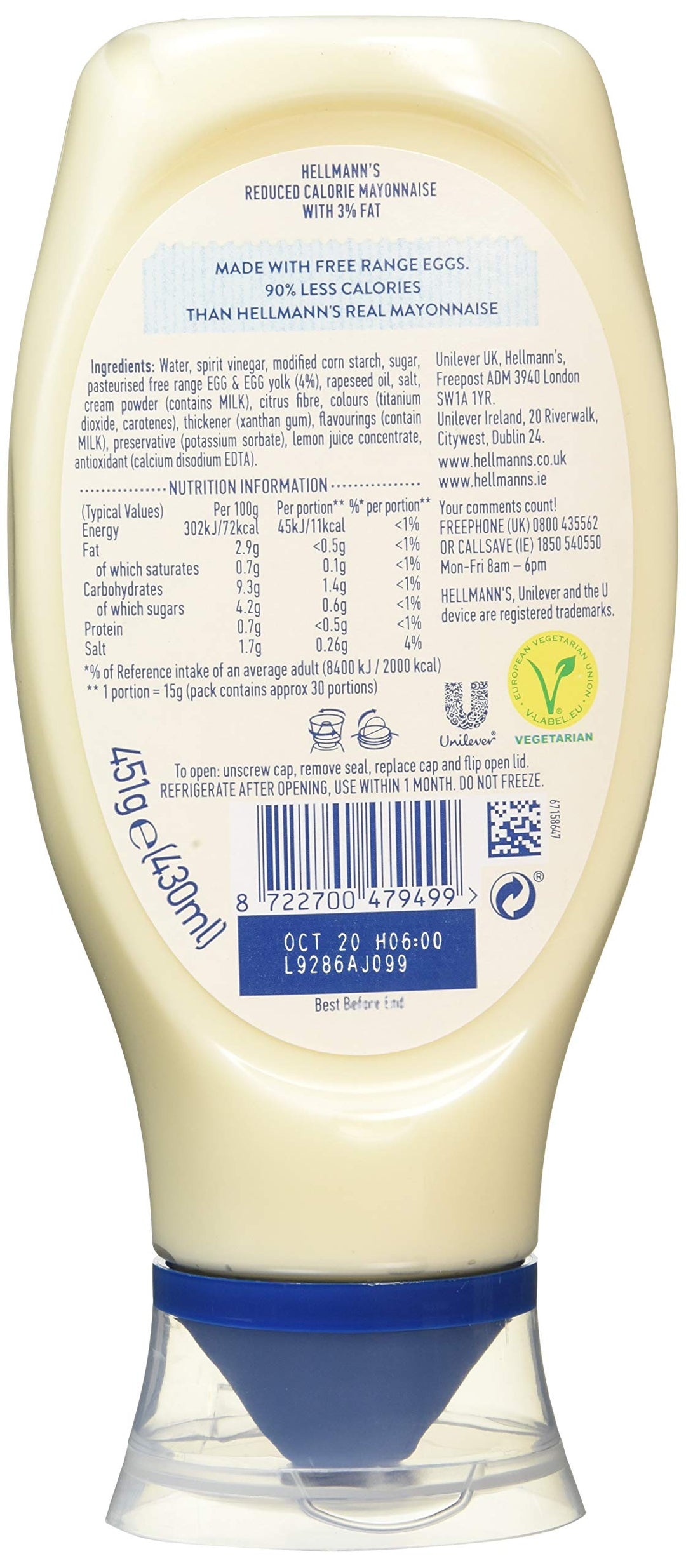 Hellmann's Lighter than Light Mayonnaise - 100%% Recycled Plastic Bottle