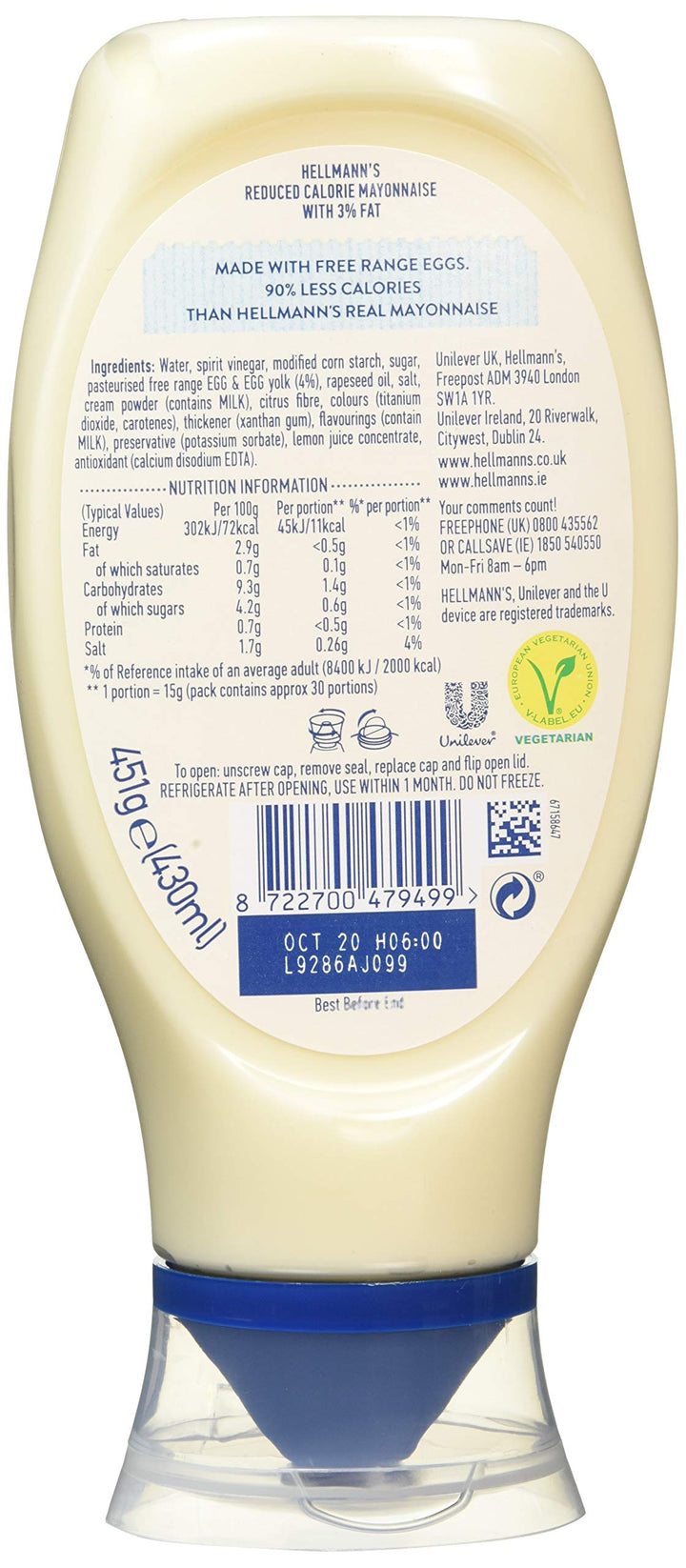 Hellmann's Lighter than Light Mayonnaise - 100%% Recycled Plastic Bottle