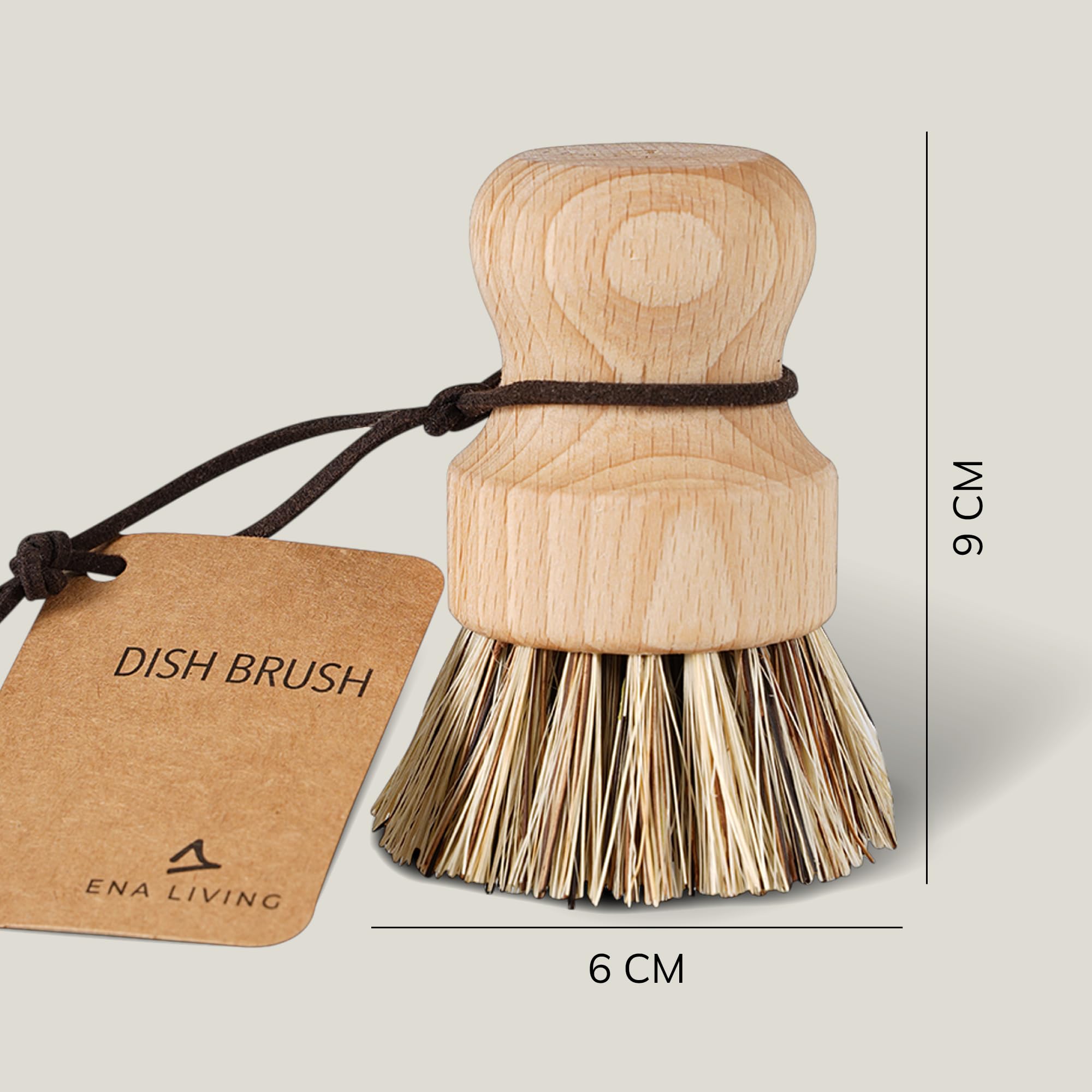 ENA Living Wooden Pot Brush - Sustainable Beechwood & Coconut Fiber | 9x6 cm 3
