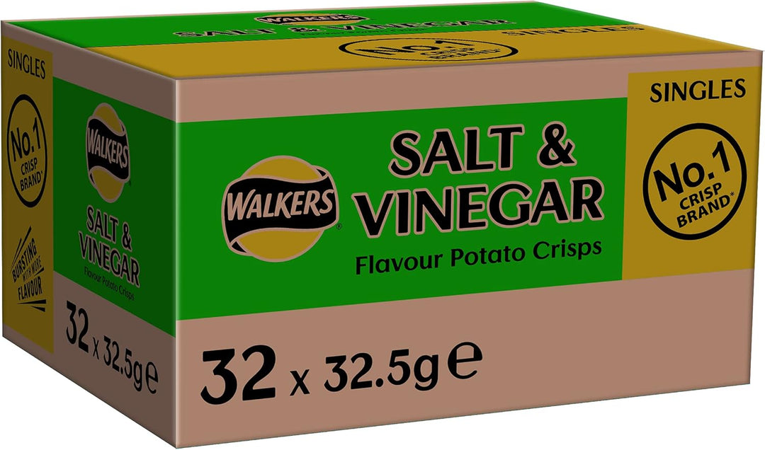 Walkers Salt & Vinegar Crisps 32.5g (Case of 32)