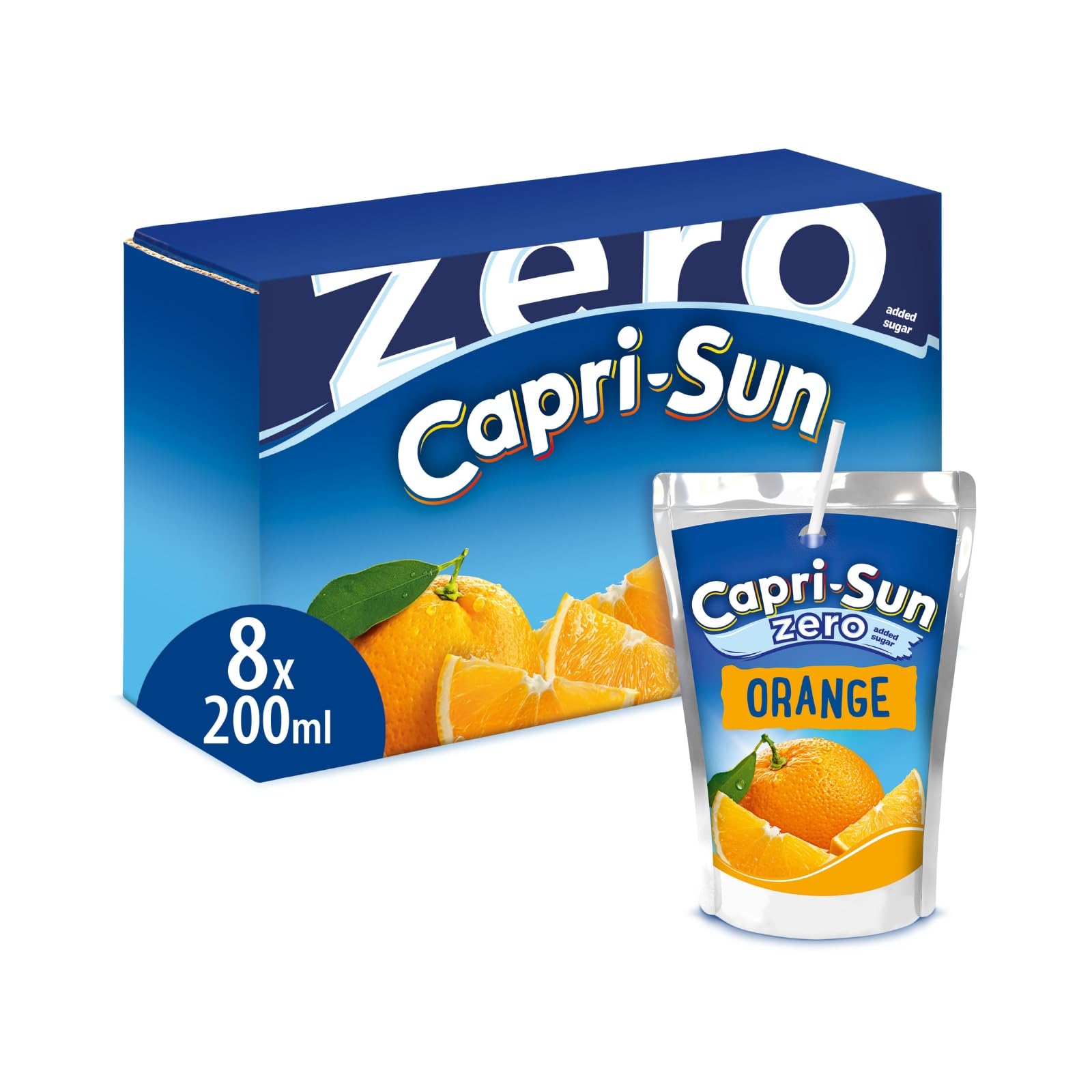 Capri-Sun Zero Orange Kids' Juice Drink (8 x 200ml) - No Added Sugar, Made with Real Fruit Juice 1