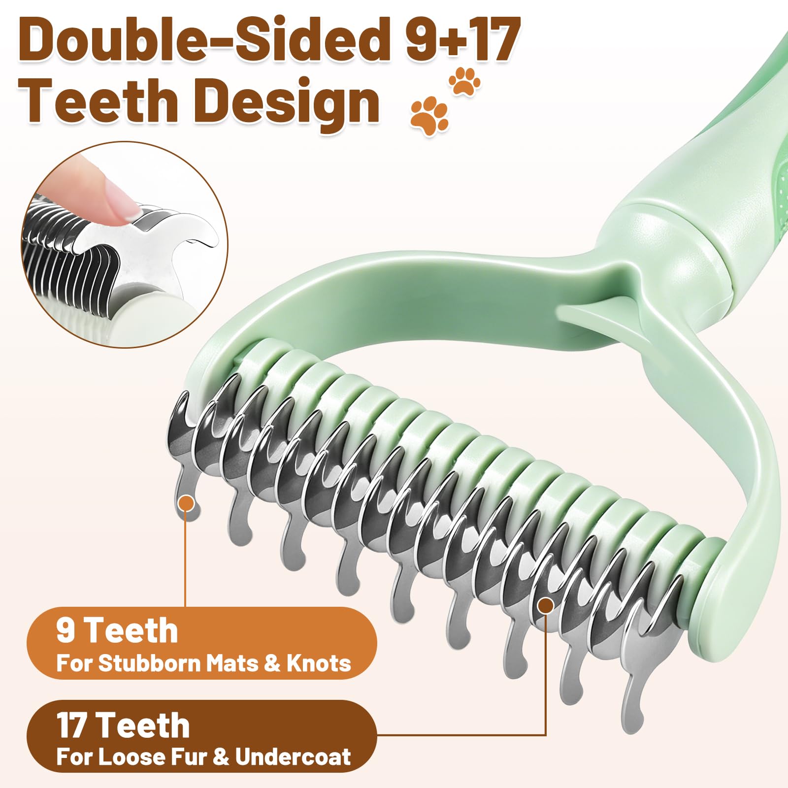 JADUFHU 2-in-1 Dematting Comb - Dual-Sided Undercoat Rake for Dogs & Cats | Stainless Steel 3
