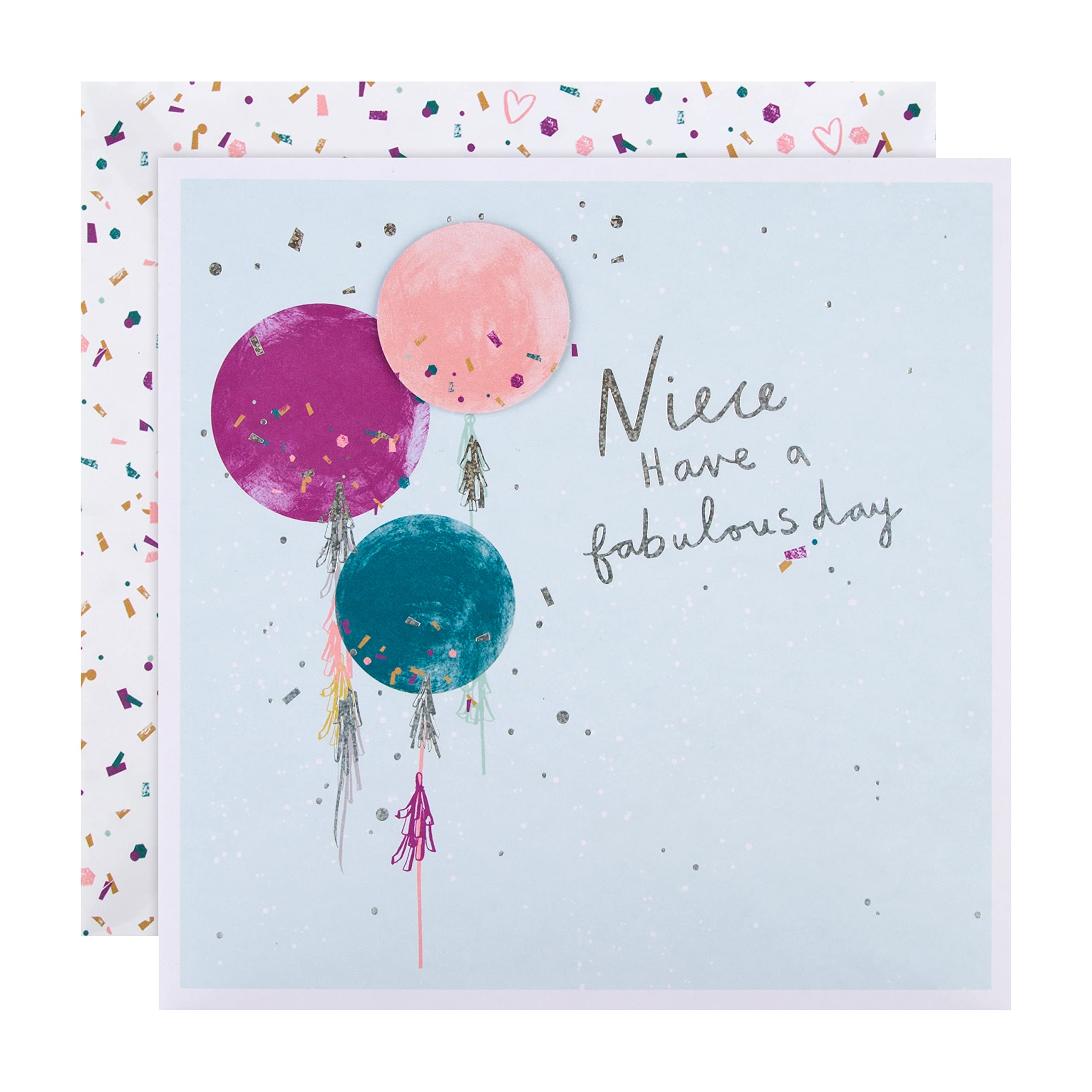 Hallmark Birthday Card for Niece - Large Size with Silver Foil & 3D Attachment