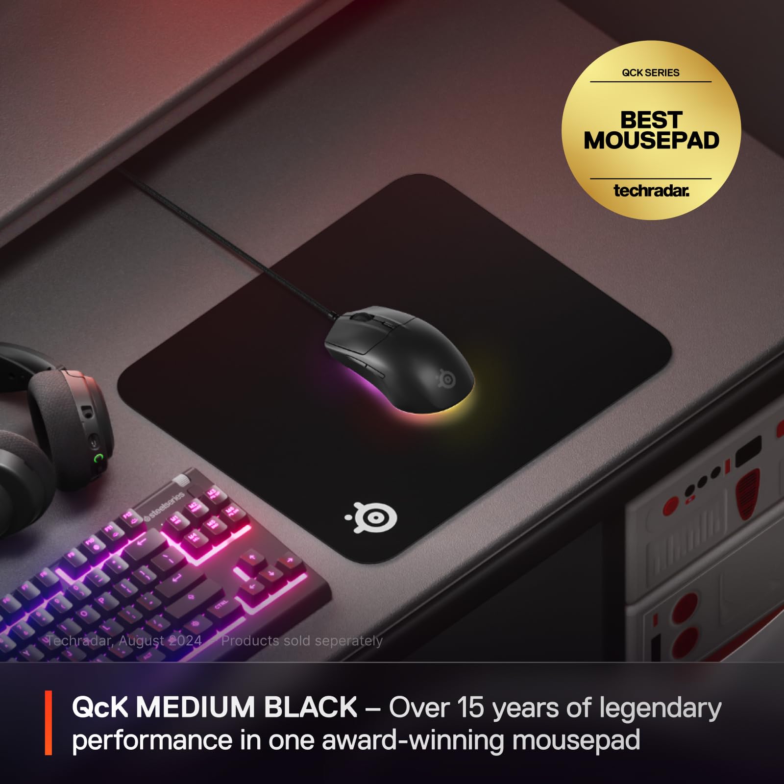 SteelSeries QcK Cloth Gaming Mouse Pad - Micro-Woven Surface | Size M (320 x 270 x 2mm) | Black 2