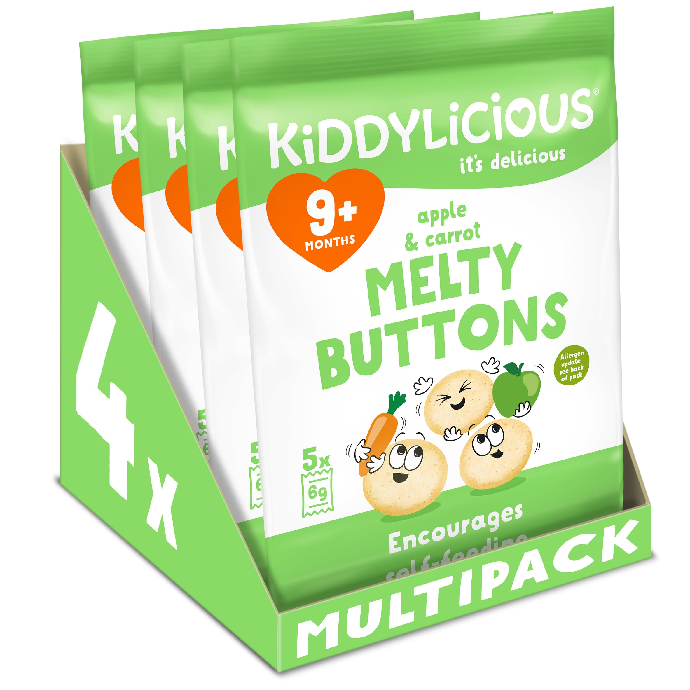 Kiddylicious Apple & Carrot Melty Buttons - Ideal Finger Food for Weaning | Gluten Free, Vegetarian