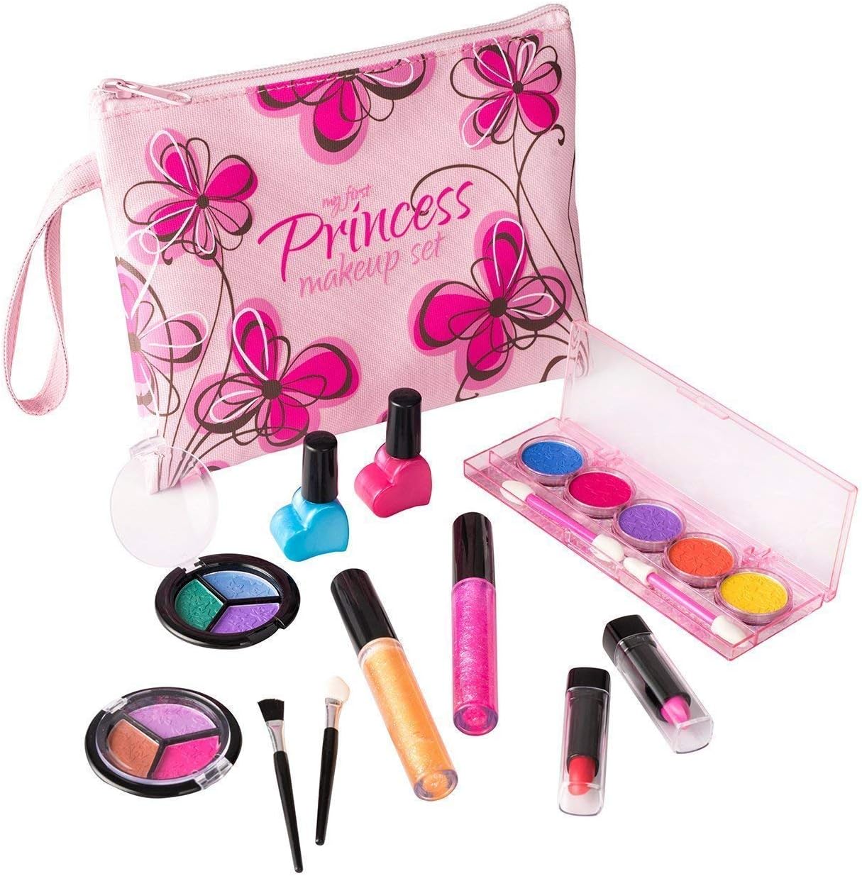 Playkidz My First Princess Washable Real Makeup Set in Pink Floral Cosmetic Bag 1