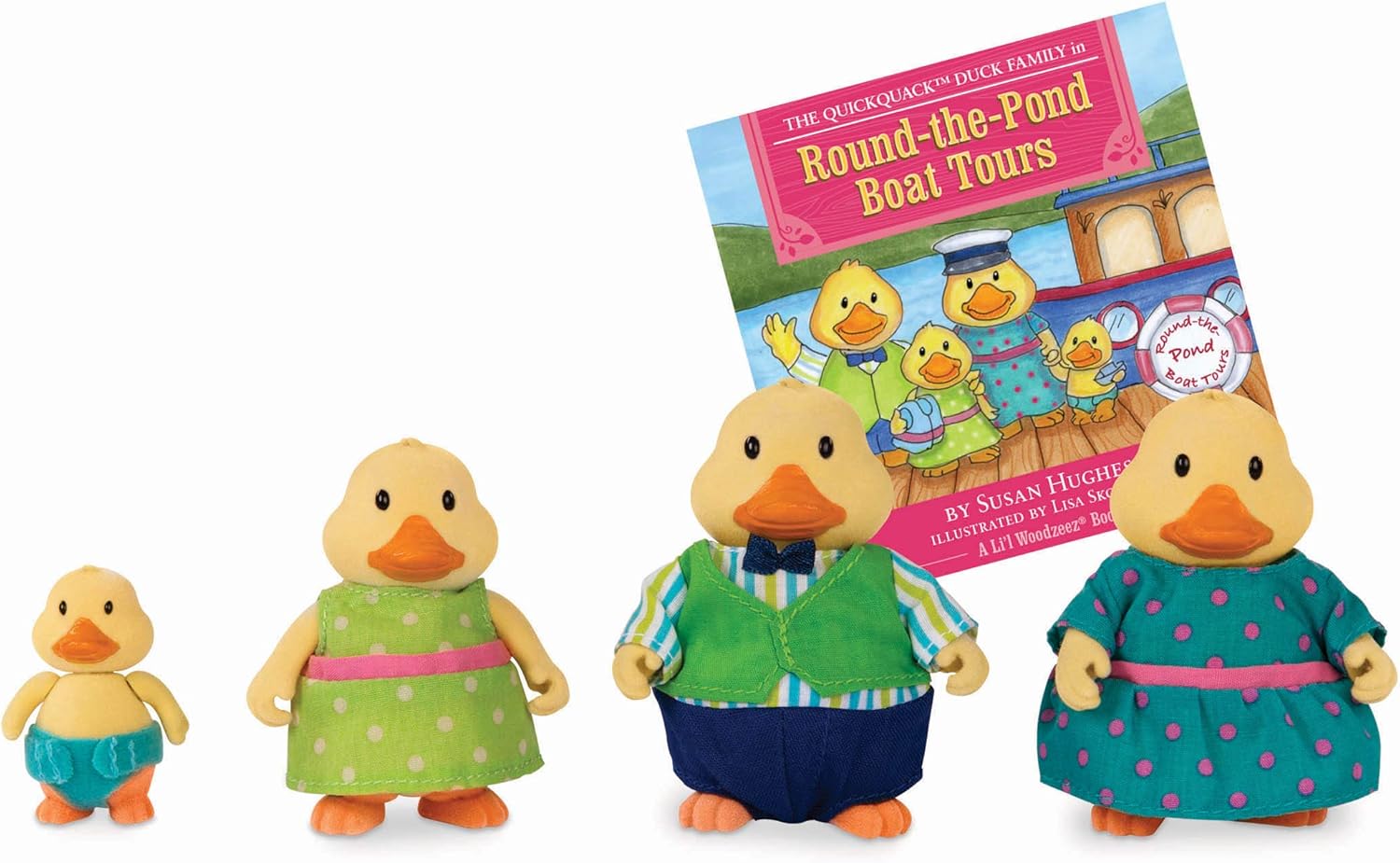 Li'l Woodzeez Quickquack Duck Family – 5pc Set with Miniature Figurines & Storybook – Imaginative Play for Kids 3+ 2