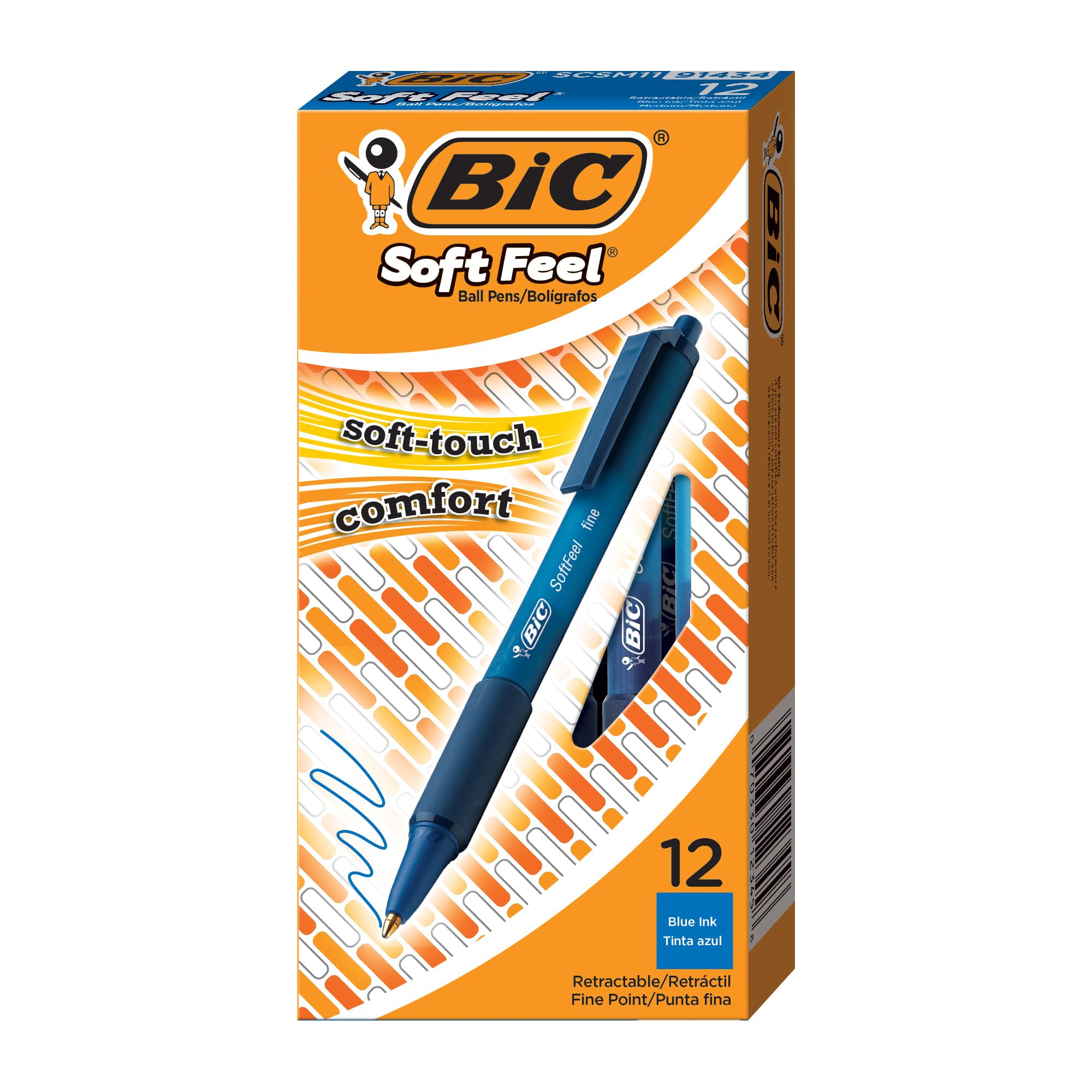 BIC Soft Feel Retractable Ballpoint Pens - Blue Ink, Medium 1.0mm Point, Comfortable Soft Grip | 12 Count 1