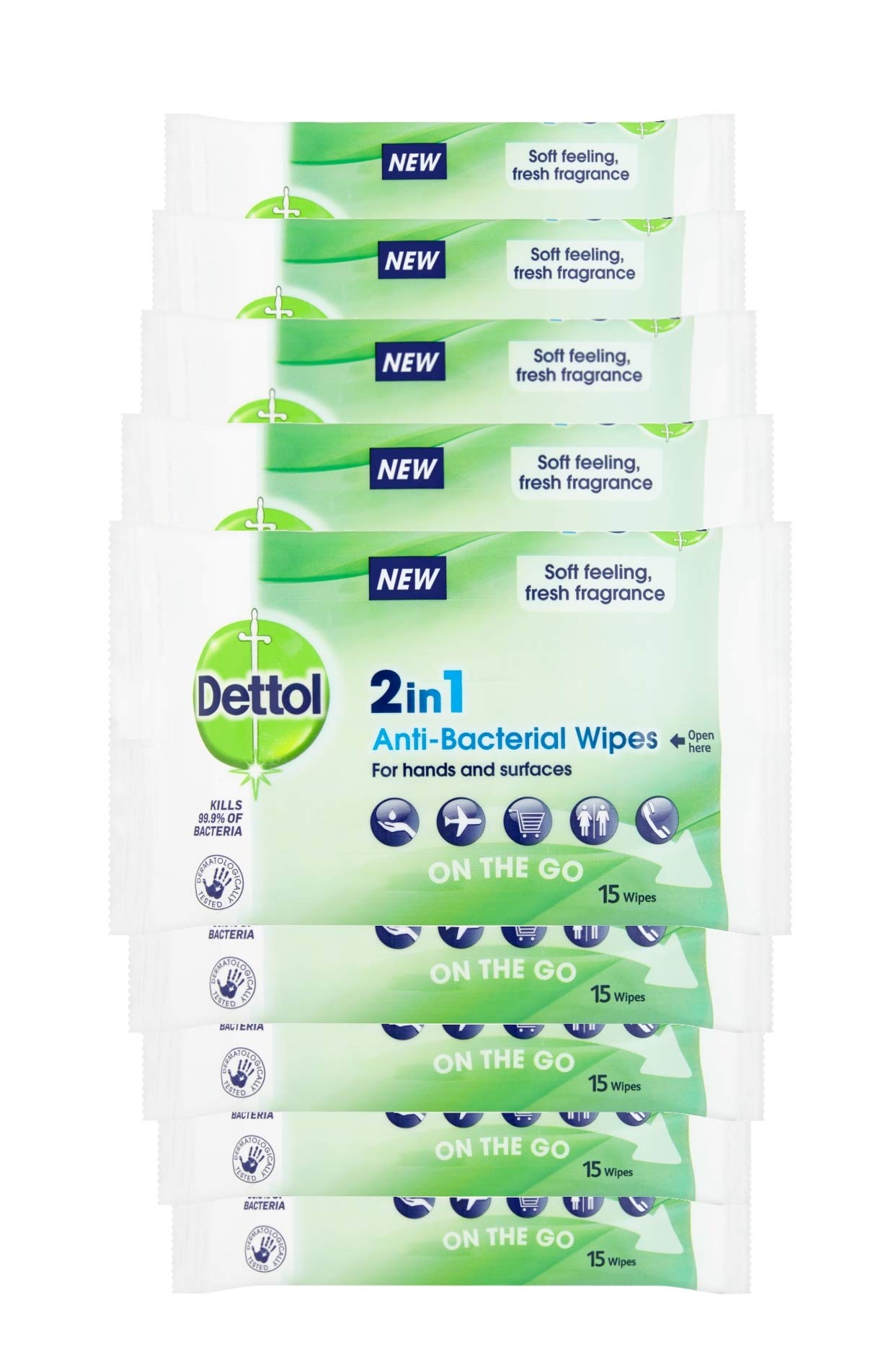 Dettol Antibacterial Hand and Surface Wipes - Kills 99.9% Bacteria | 135 Wipes (9 x 15 Count)