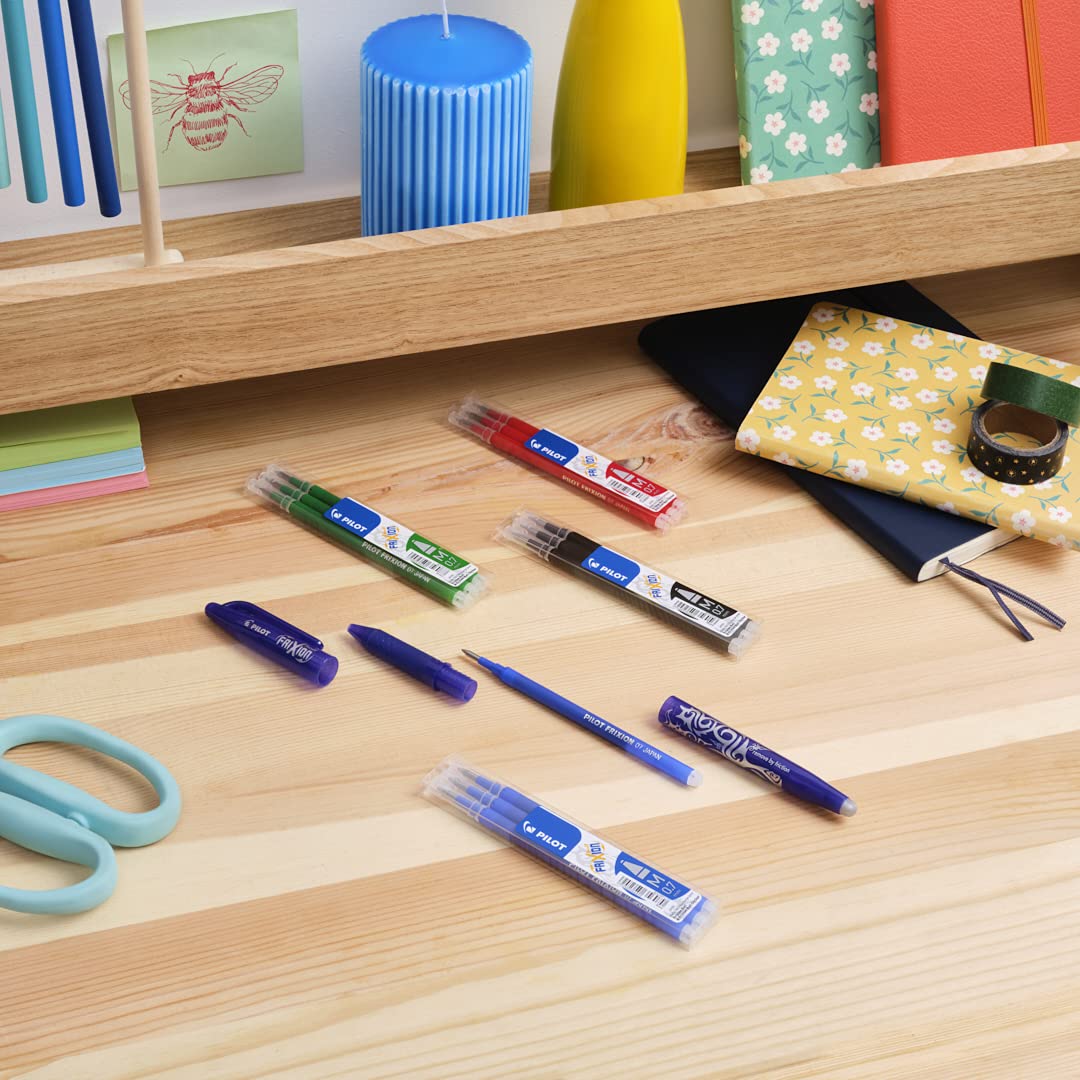 PILOT FriXion Erasable Rollerball Pen Refills - 0.7mm Tip, Set of 6 (Blue & Black) 6