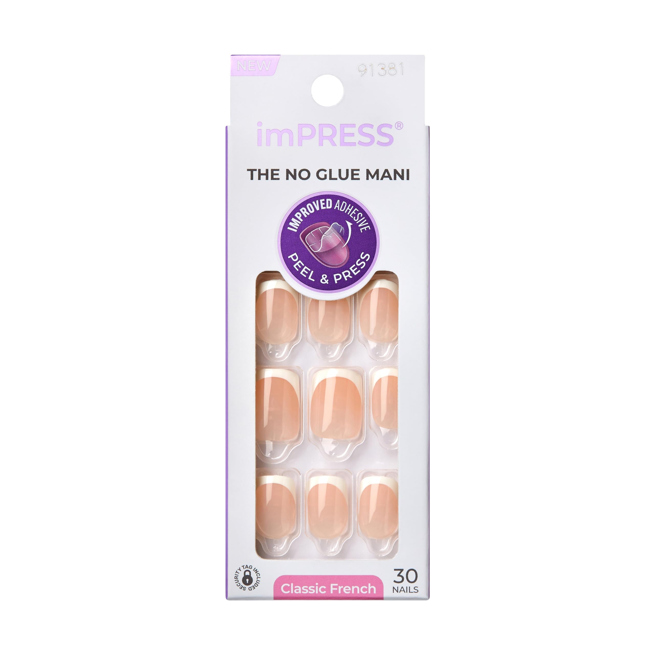 KISS imPRESS Press On Nails - Classic French Manicure | Short Square | 33 Ct.