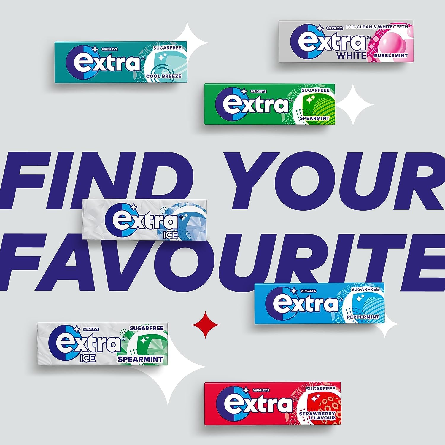 Extra Peppermint Sugarfree Chewing Gum Bulk Pack - 30 Packs of 10 Pieces | Xylitol Formula 7