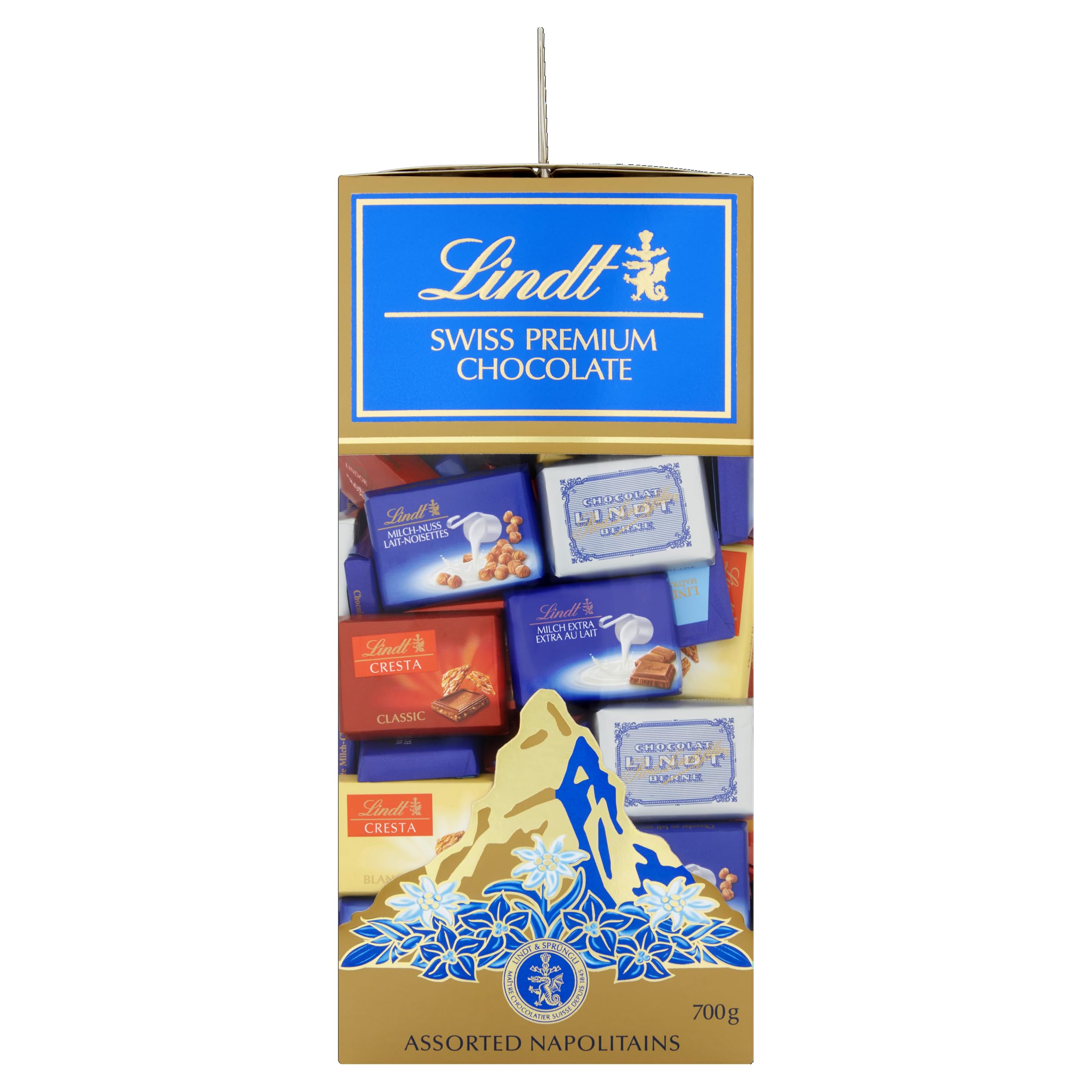 Lindt Swiss Assorted Napolitains Gift Box - 700g Chocolate Selection | Milk, Dark & Crisp Varieties