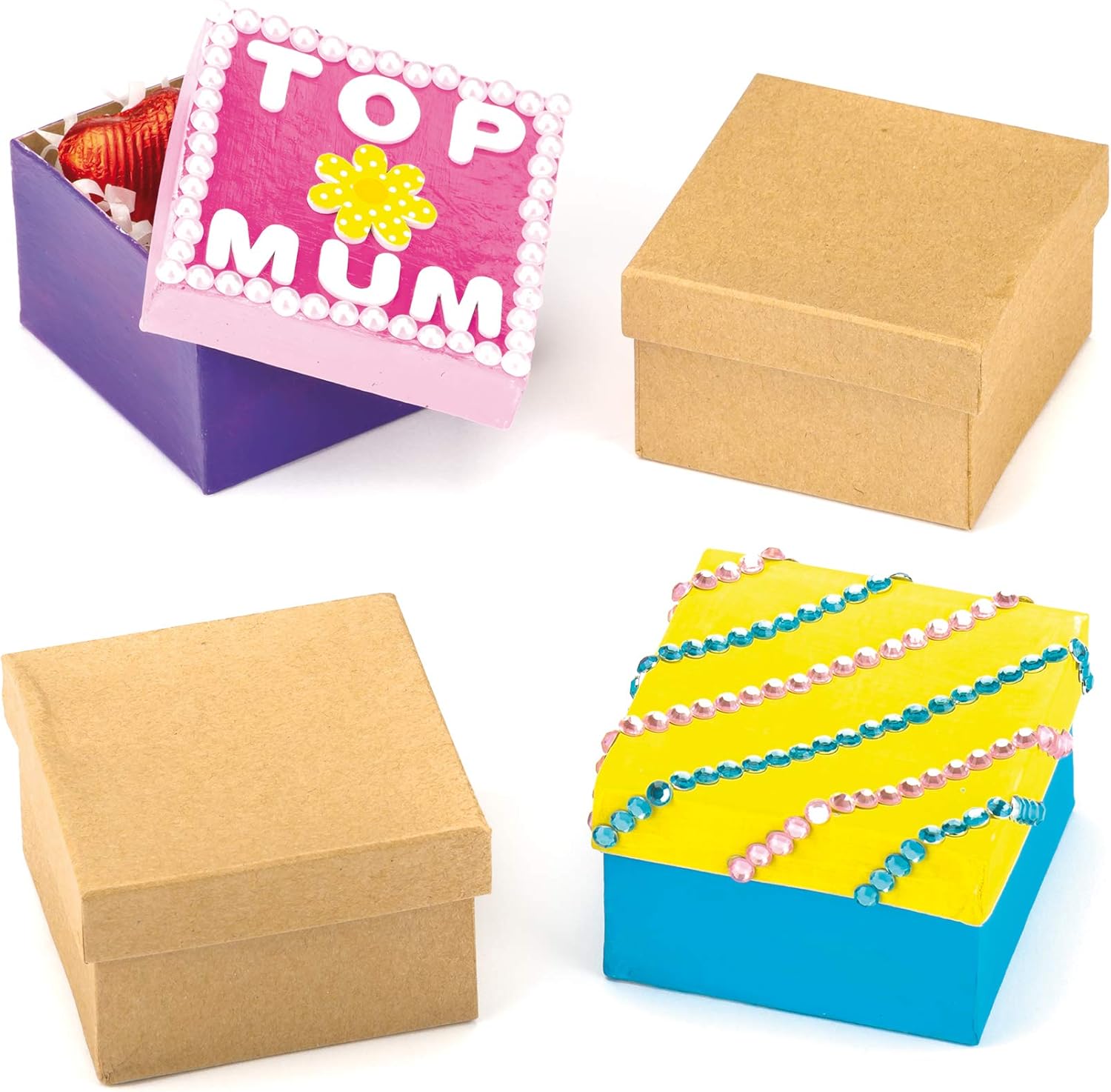 Baker Ross Kids Craft Kit - 6 Blank Wooden Heart-Shaped Boxes for Decorating, Arts & Crafts Activity Set