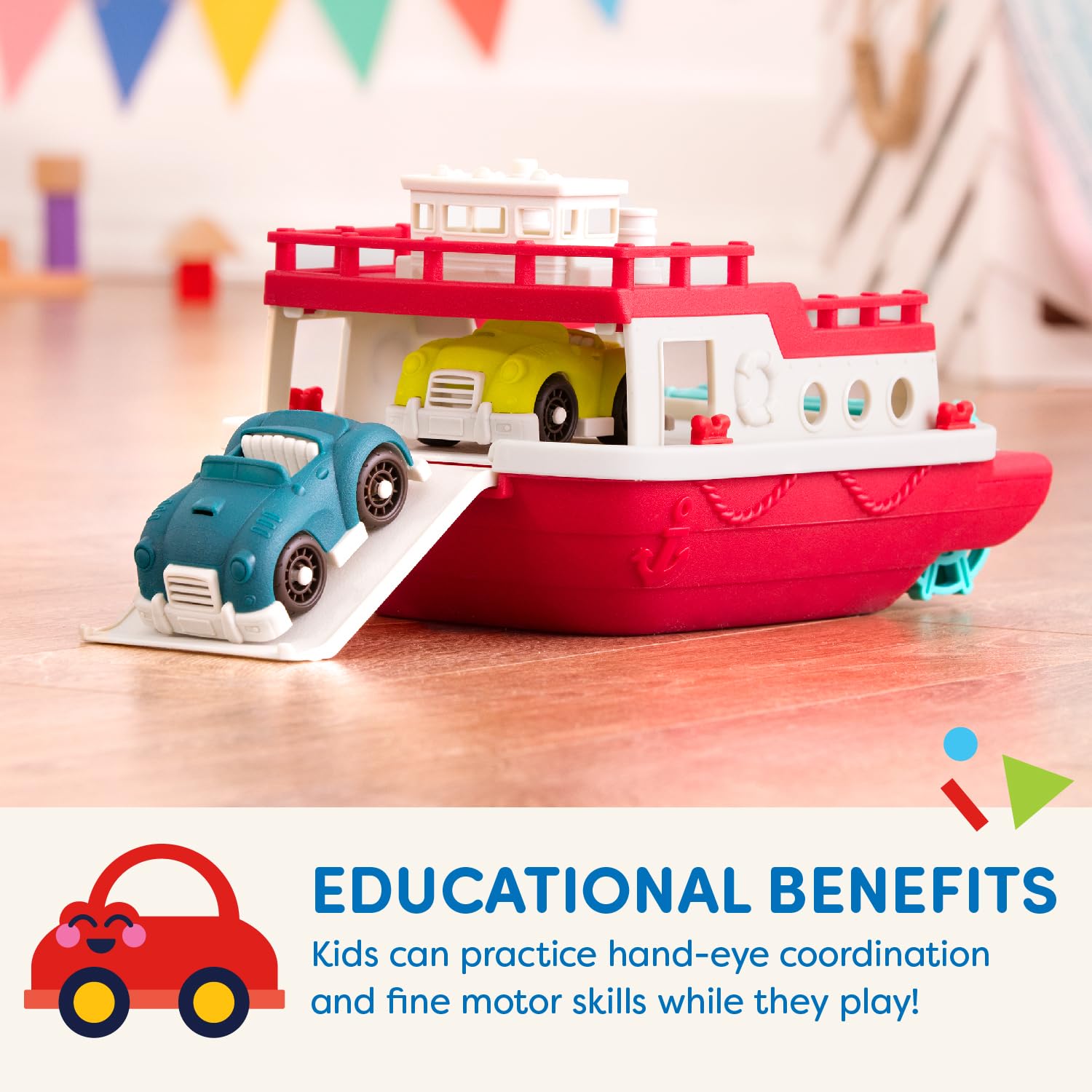 Wonder Wheels by Battat VE1059Z Ferry Floating Bath Toy Boat with Cars - Floating Playset for Toddlers 12 Months and Up 13