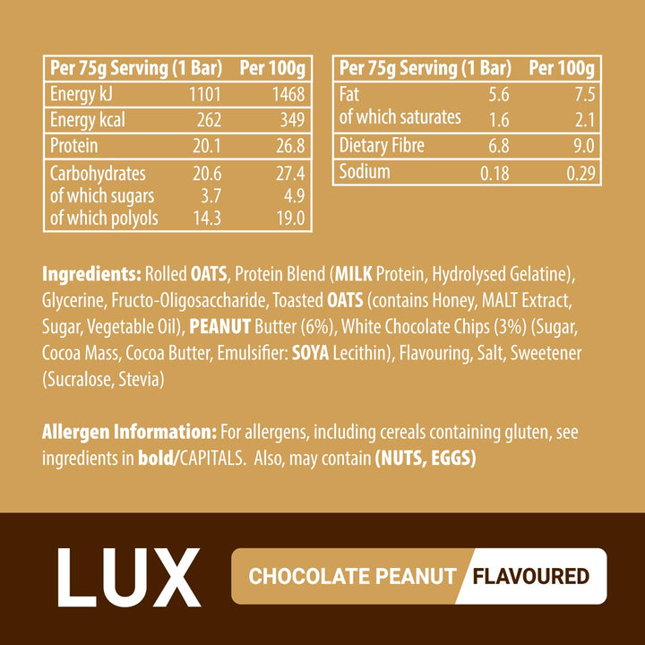 BW Premium LUX 20g High Protein Flapjack Bars - Oat Based Low Sugar Snack, 24 x 75g