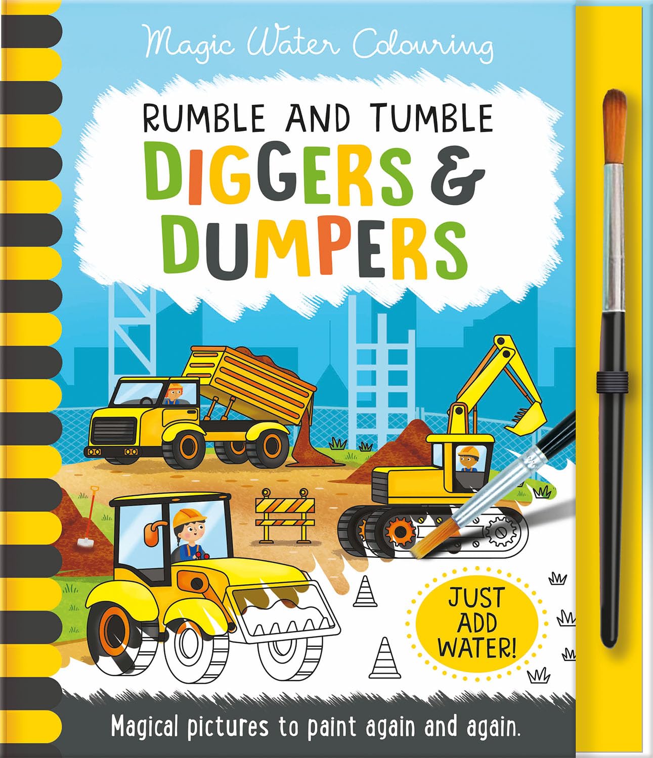 Two Windmills Limited Rumble and Tumble - Diggers & Dumpers Magic Water Colouring | Hardcover | Ages 3-5