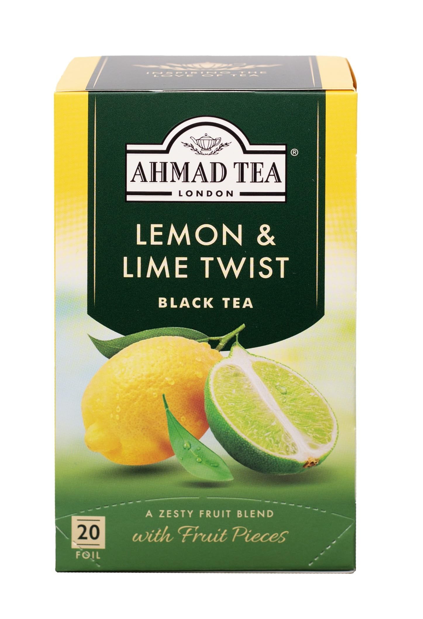 Ahmad Tea Lemon & Lime Fruit Black Tea - 20 Teabag Sachets | Crisp & Energising Blend 1