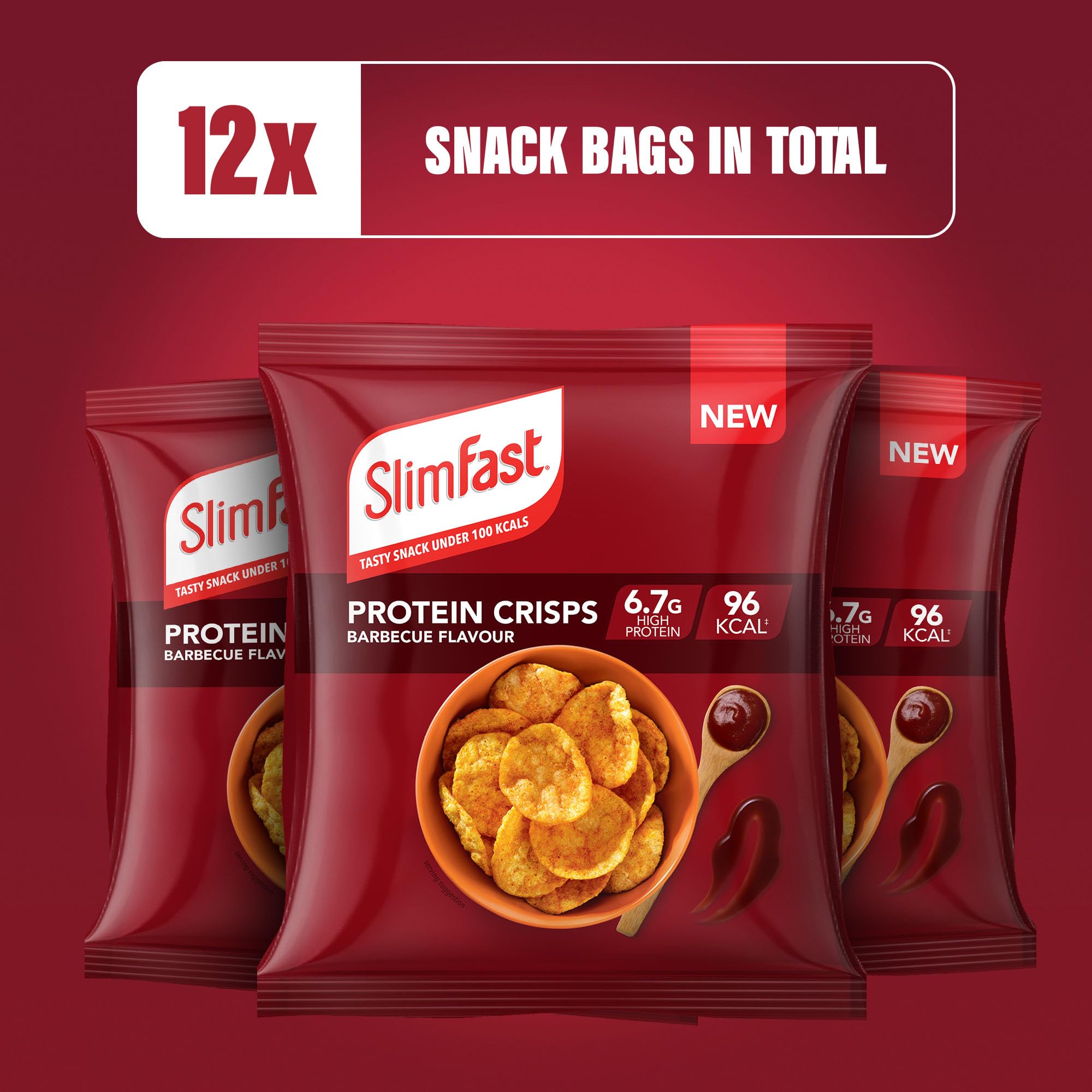SlimFast Barbeque Protein Crisps - High Protein, Low Calorie Snack | 12 x 23g Packs 5