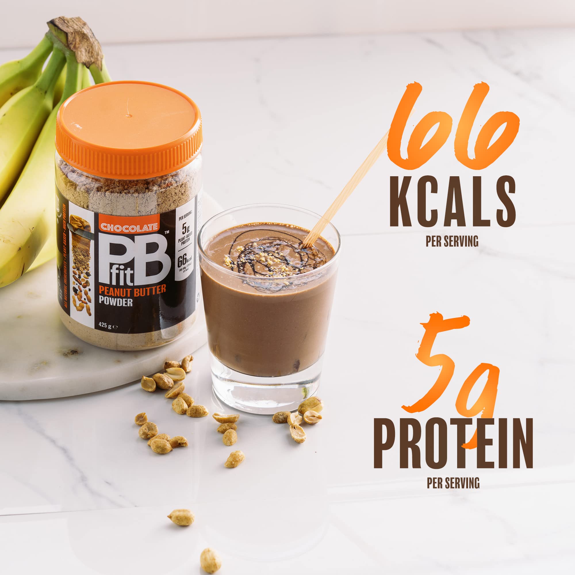 PBfit Chocolate Peanut Butter Powder - 88% Less Fat, 5g Protein | 425g 2