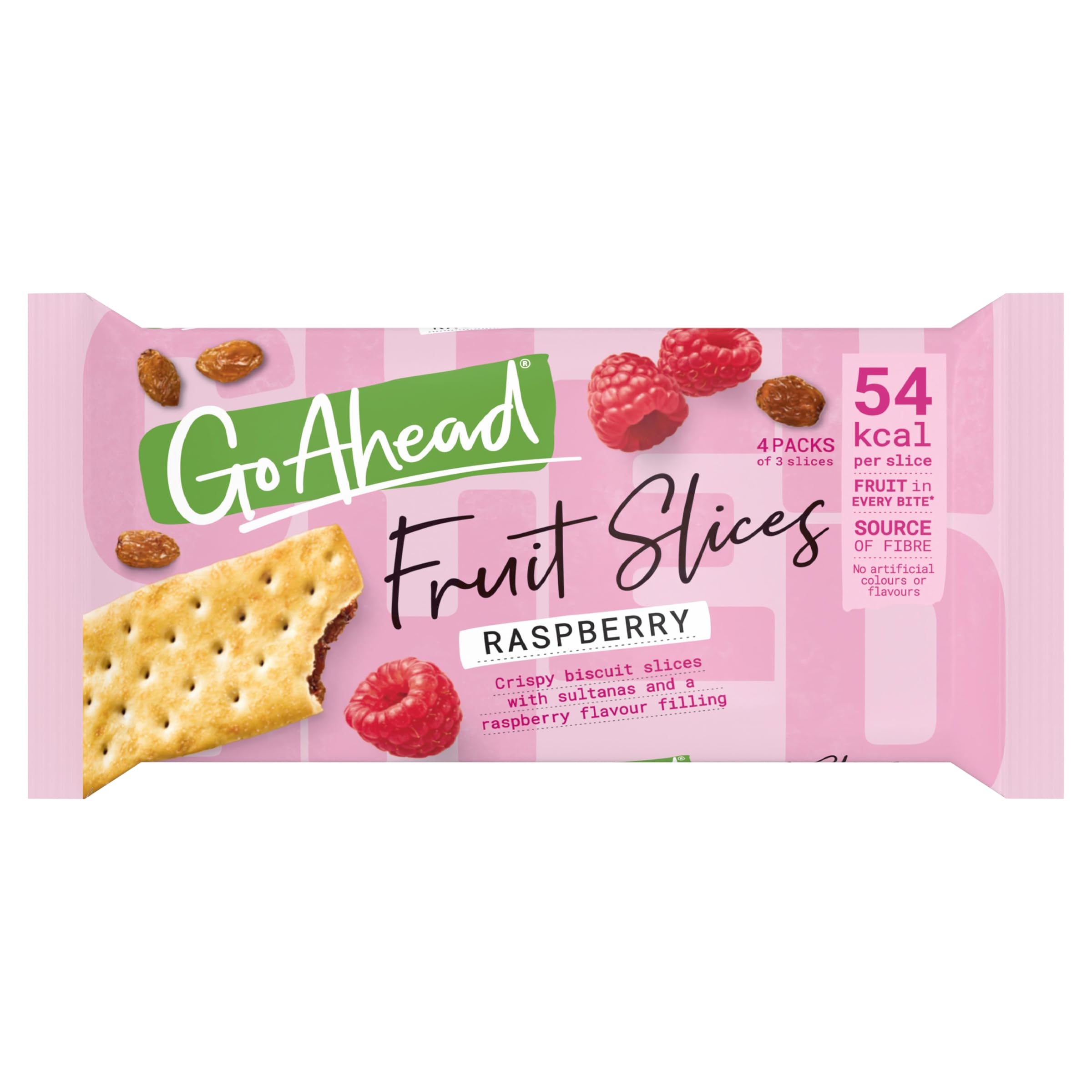 Go Ahead Raspberry Crispy Fruit Slices Snack Bars - 4 x 43.6 g Multipack 1