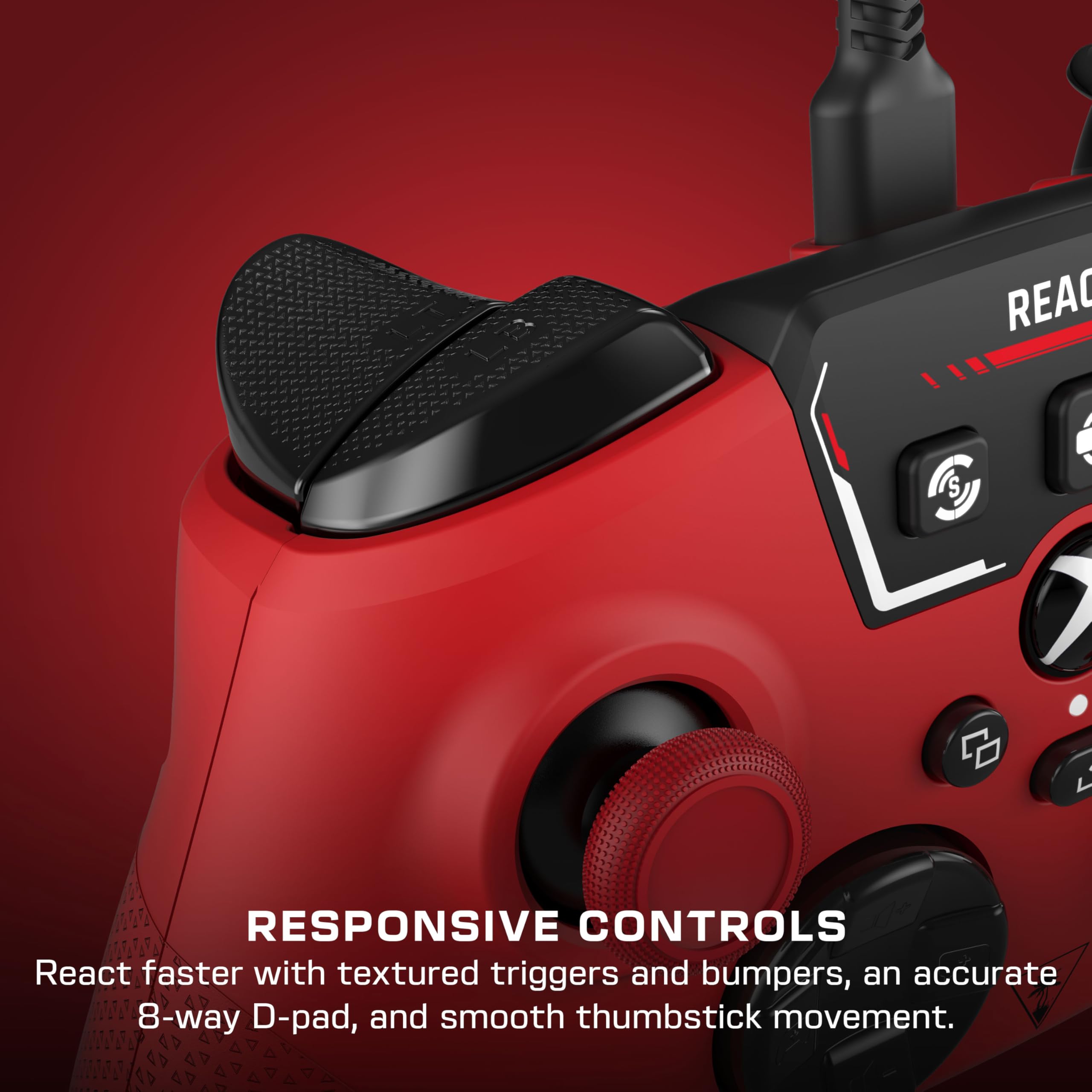 Turtle Beach REACT-R Red Wired Gaming Controller for Xbox Series X|S, Xbox One & PC - Officially Licensed 3