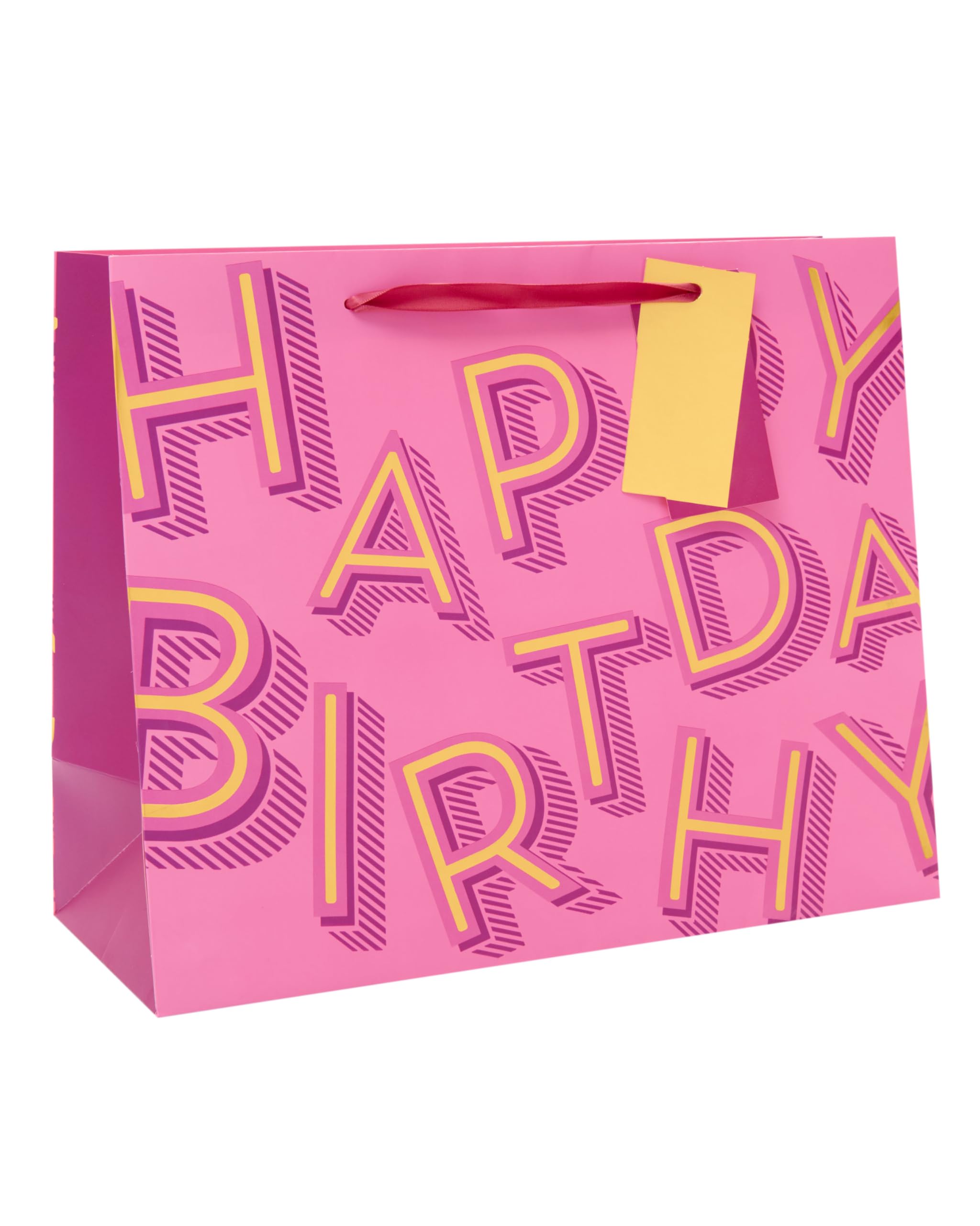 UK Greetings Large Gift Bag for Her/Friend - Pink with Gold Foil Lettering | 33 x 26.7 x 13.7 cm 1