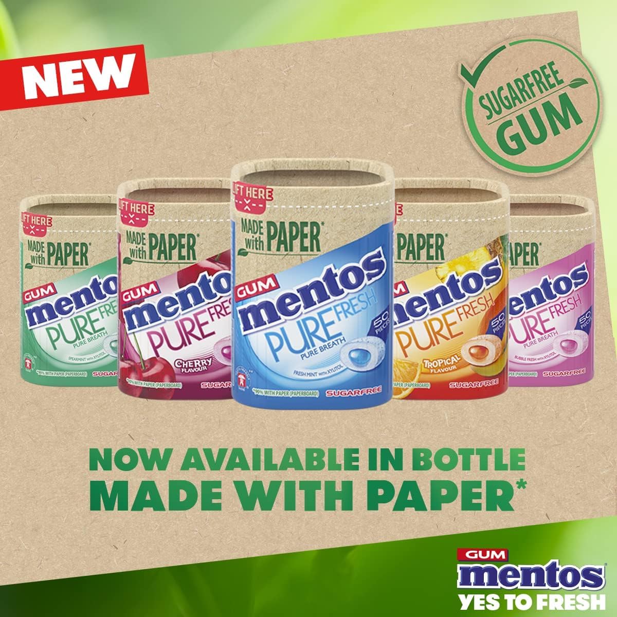 MENTOS GUM - Pure Fresh Chewing Gum, Sugar Free, Tropical Flavor, 50 Count (Pack of 6) 4