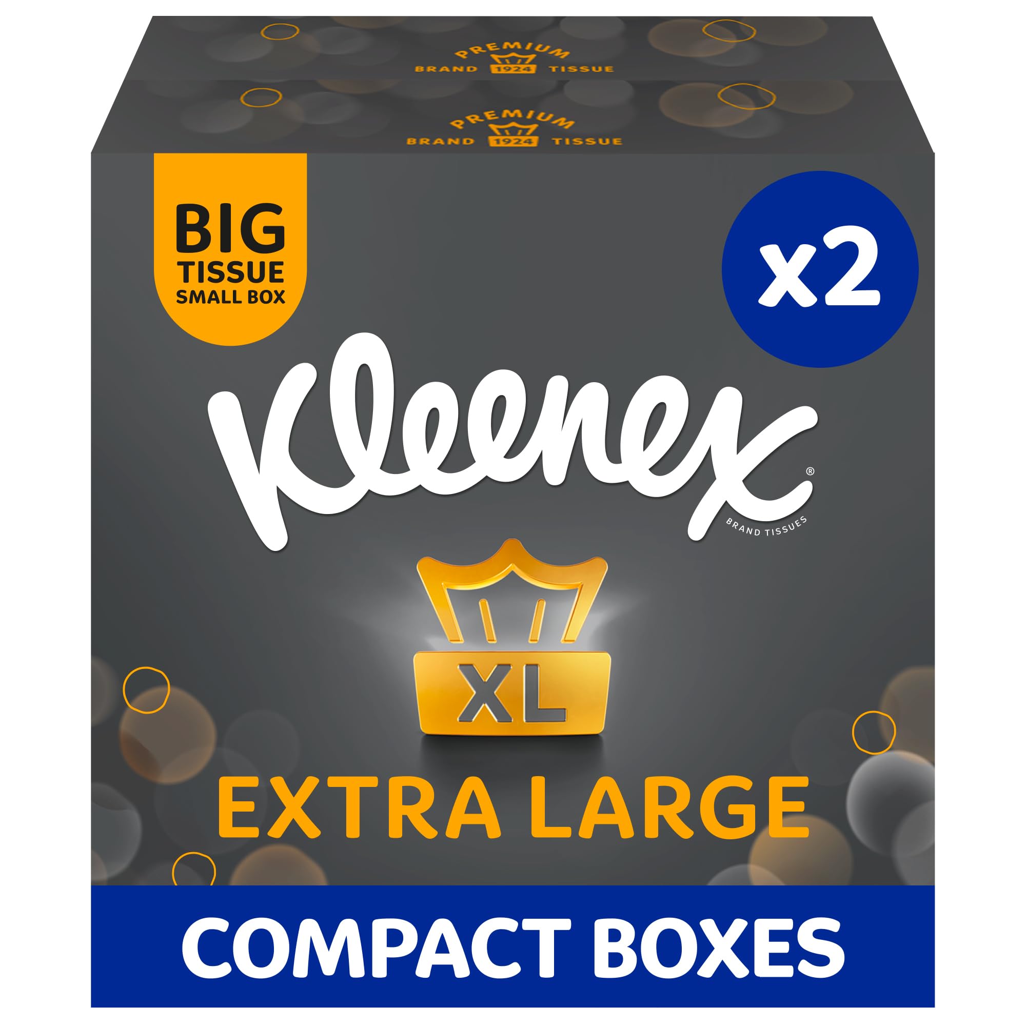 Kleenex Extra Large Facial Tissues - Compact Box Twin Pack | Strong & Soft | Unscented