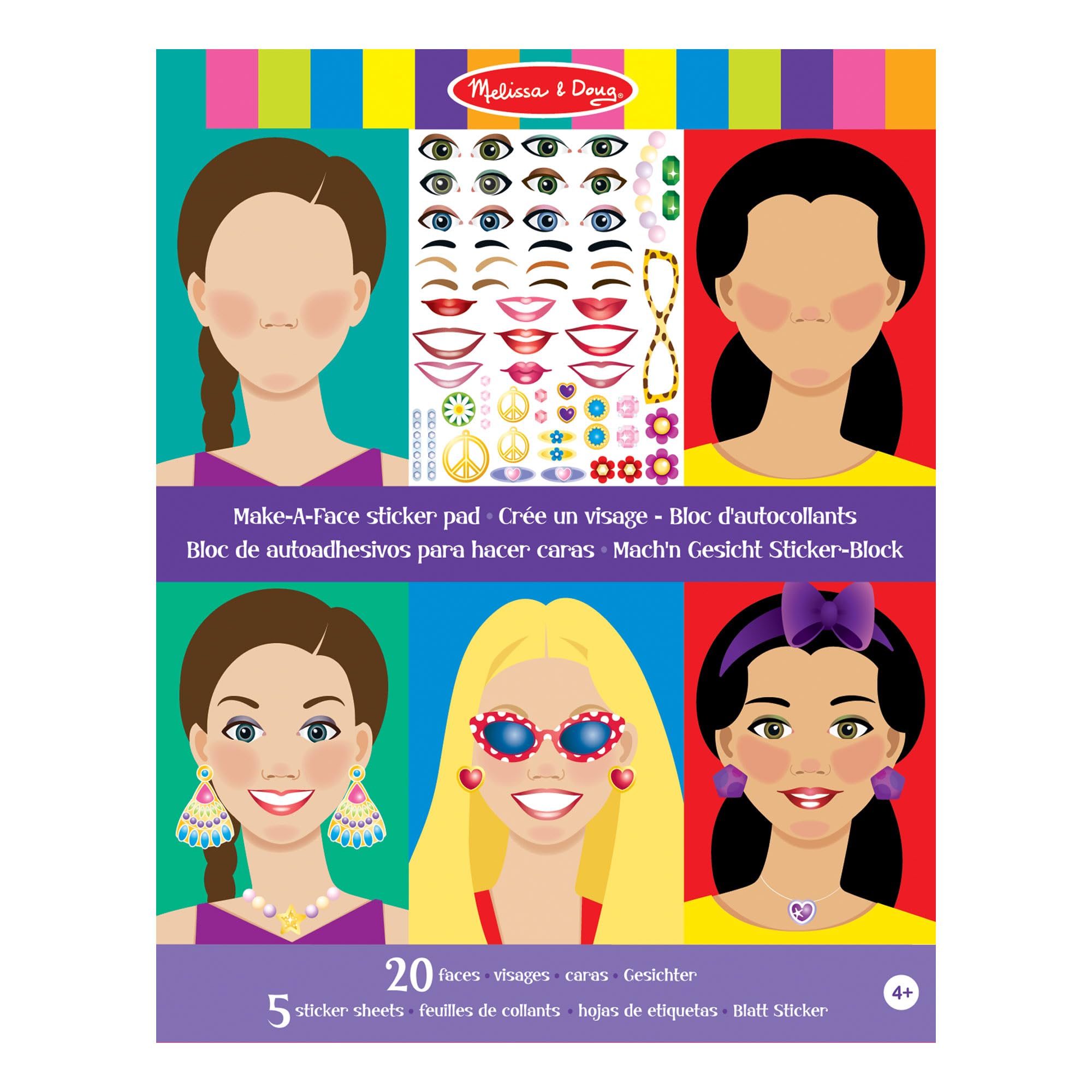 Melissa & Doug Reusable Sticker Book - Make a Face Theme | 250+ Stickers | Ages 3+ 1