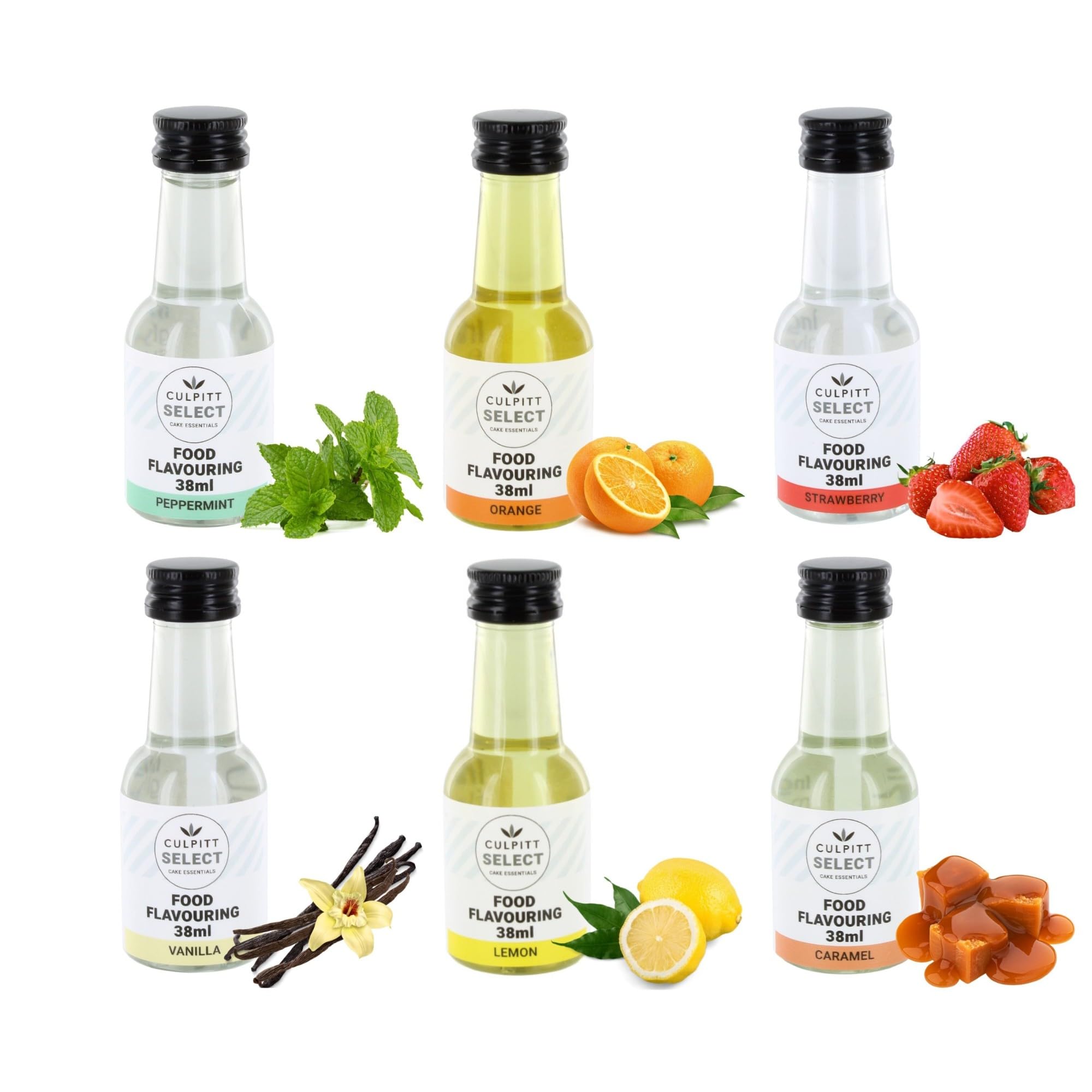 Culpitt Select Food Flavours Multipack - 6 x 38ml Bottles | Vanilla, Strawberry, Caramel & More 1