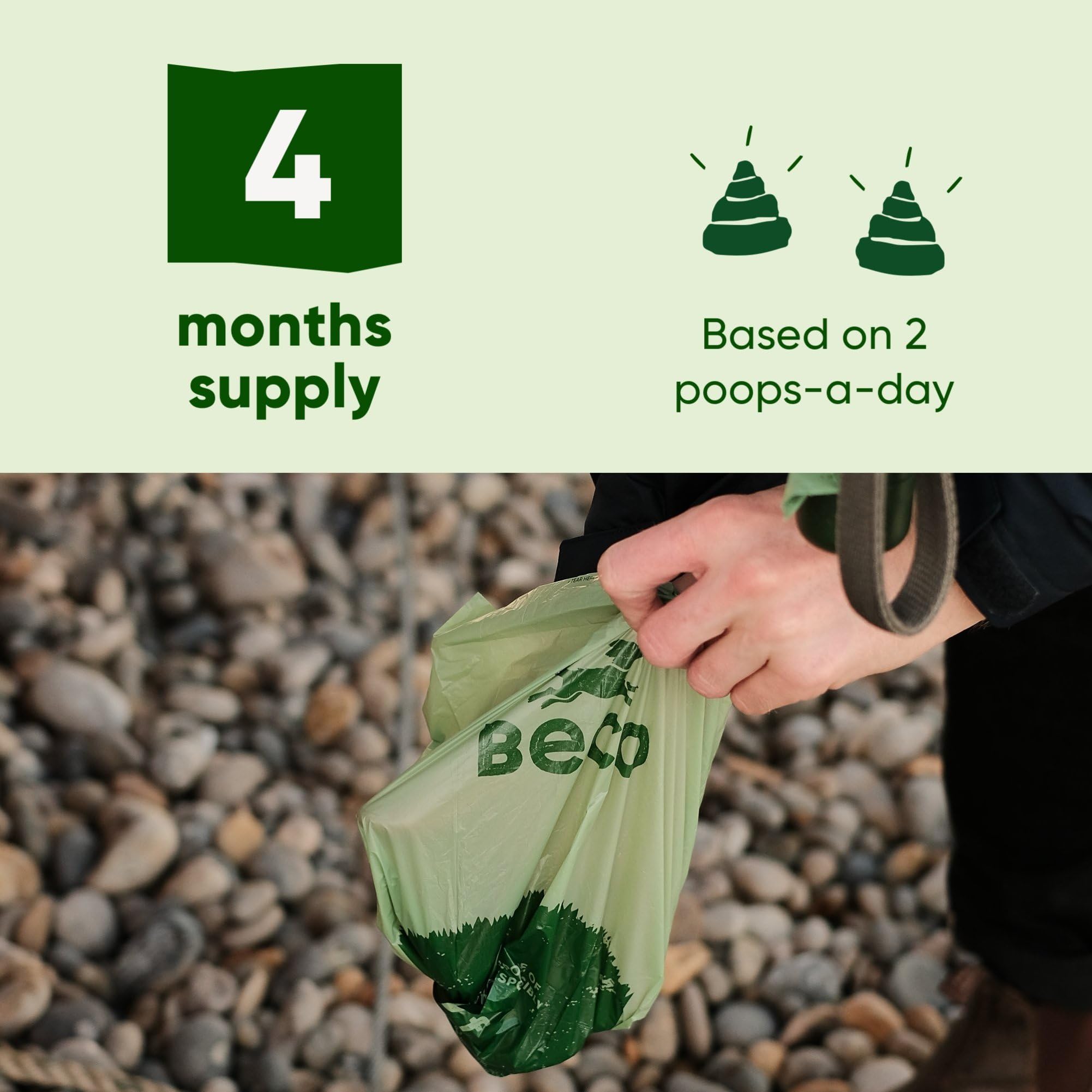 Beco Strong & Large Poop Bags - 270 Bags (18 Rolls of 15) - Mint Scented | Leakproof | Recycled Plastic 8