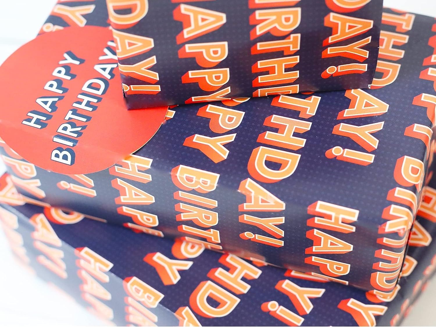 Abacus Birthday Text Gift Wrap Pack - 2 Sheets & 2 Tags | 100gsm Coated Paper | Plastic Free 4